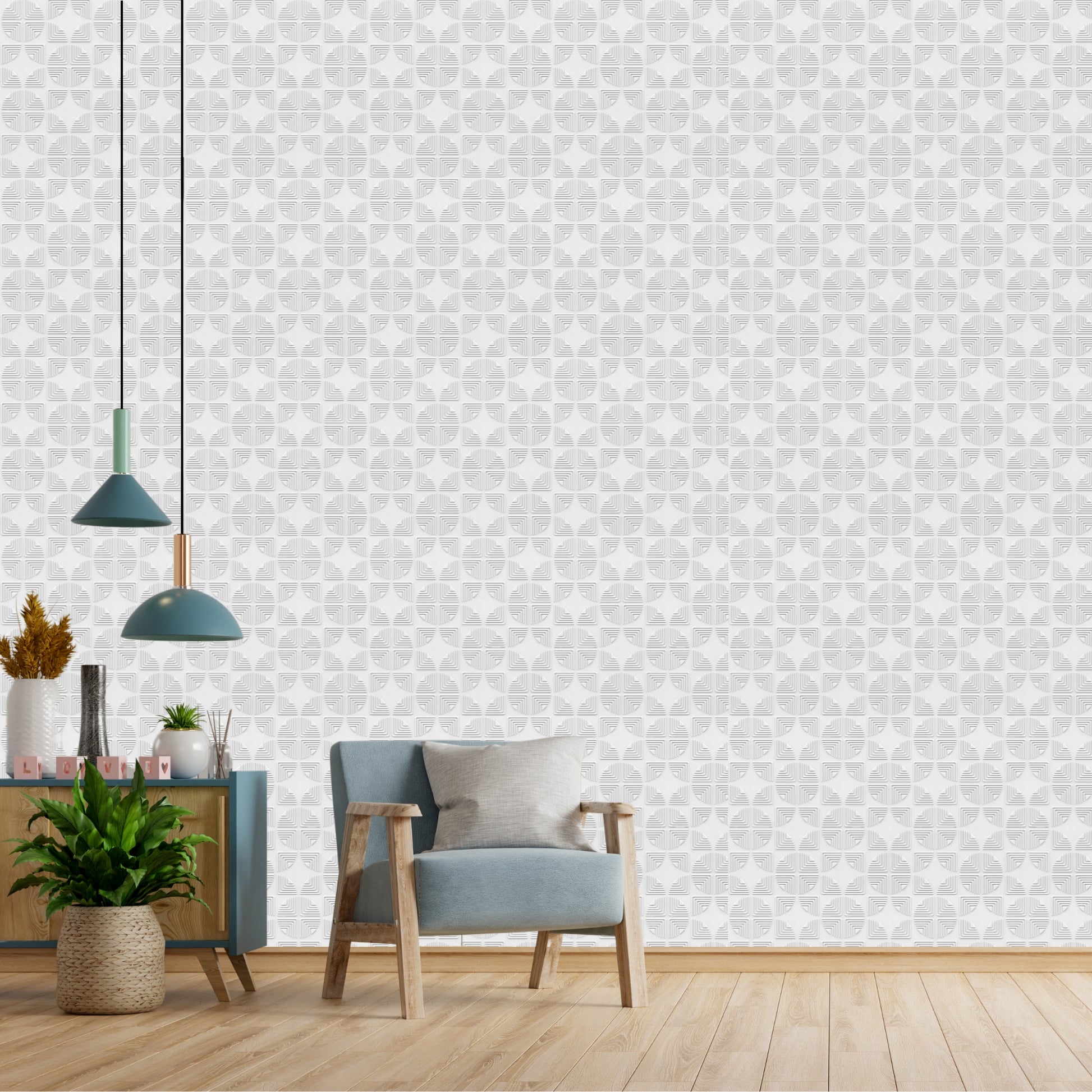 White Self Adhesive Panels Quarter Circle Design
