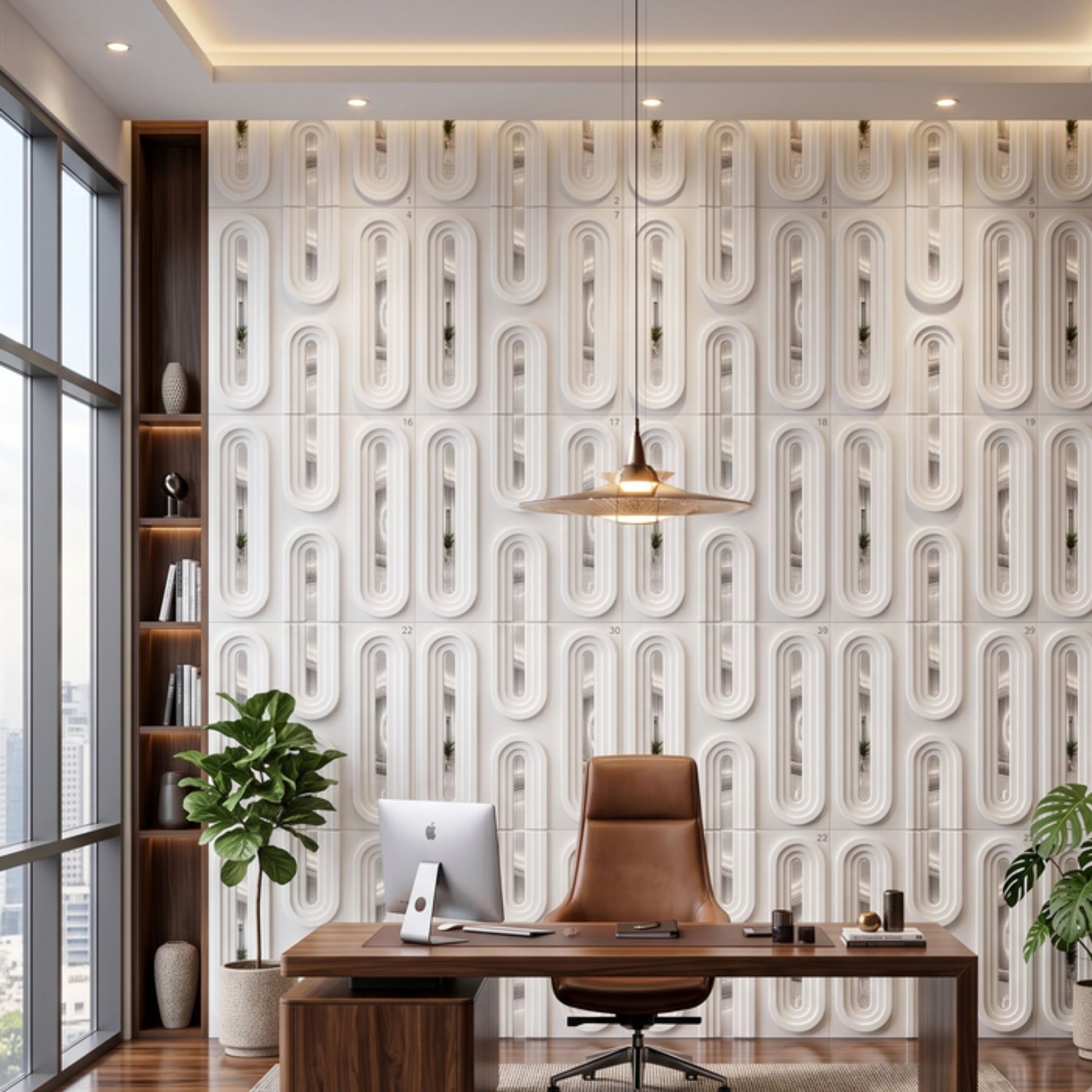 White Silver Acrylic Loops Design 3D Wall Panel-1