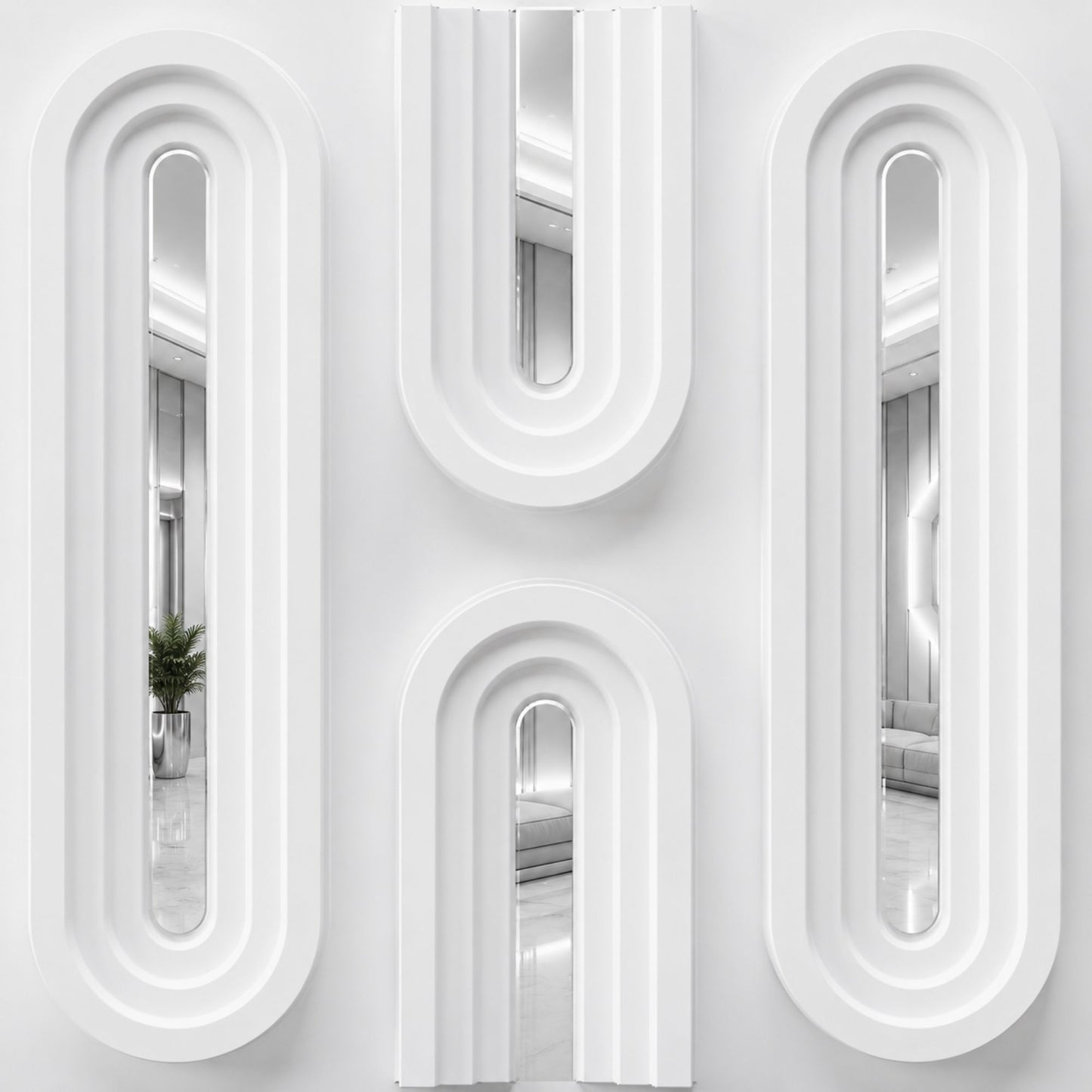 White Silver Acrylic Loops Design 3D Wall Panel