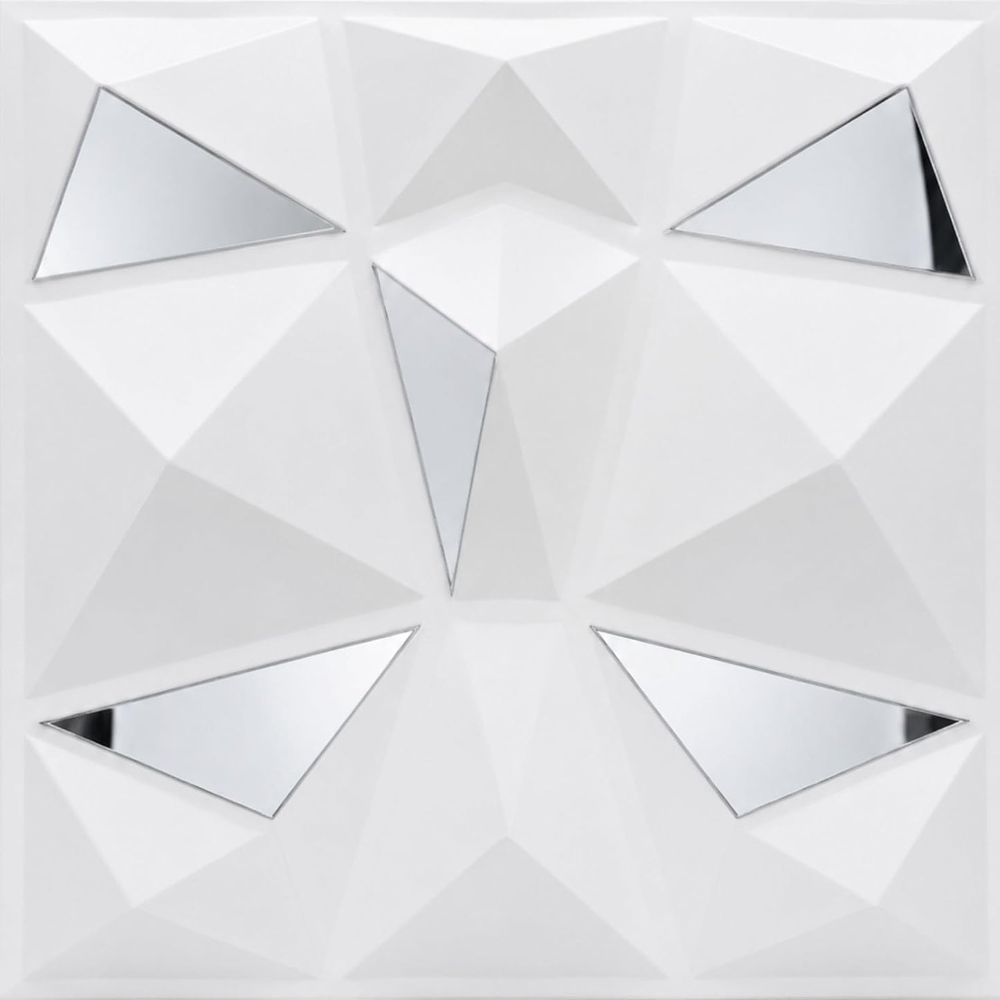 White Silver Mirror 3D Wall Panels Diamond Design