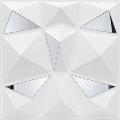 White Silver Mirror 3D Wall Panels Diamond Design