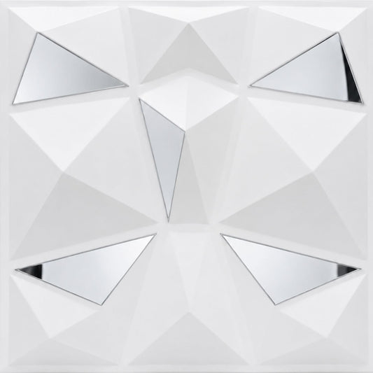 White Silver Mirror 3D Wall Panels Diamond Design