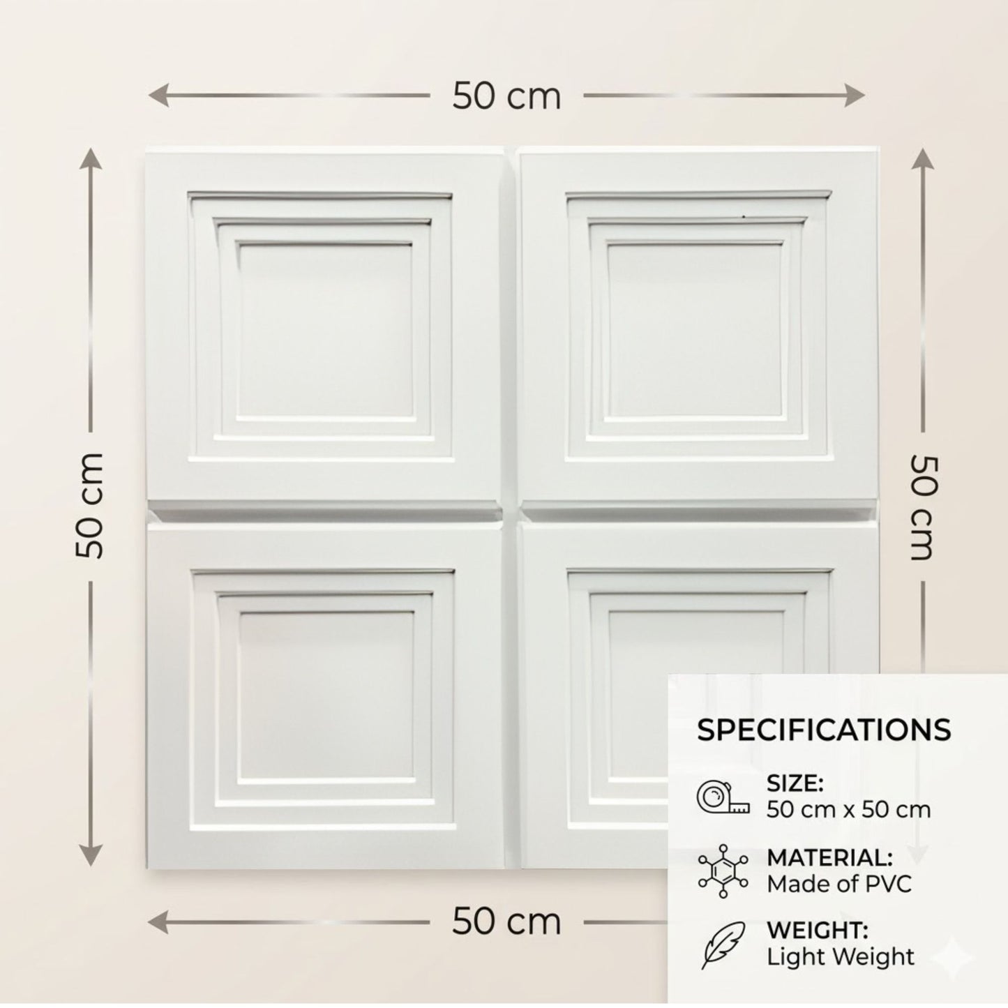 White Square Box Design 3D Wall Panel-3