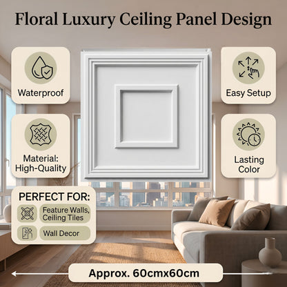 White Square Design 3D PVC Ceiling Panel  Features View