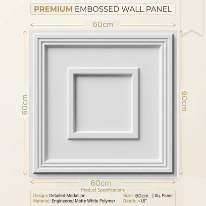 White Square Design 3D PVC Ceiling Panel  Size View