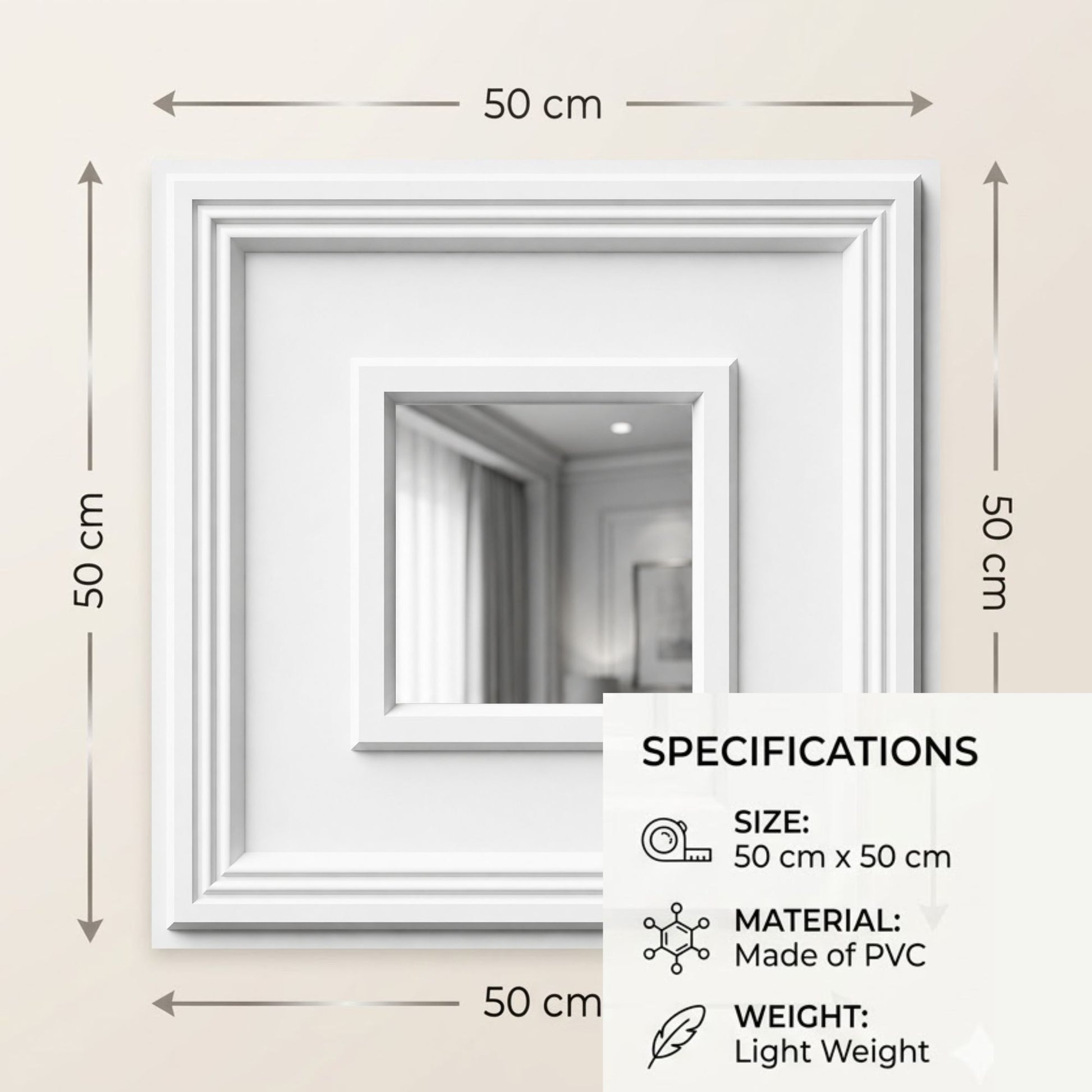 White Square Design With Silver Mirror-1