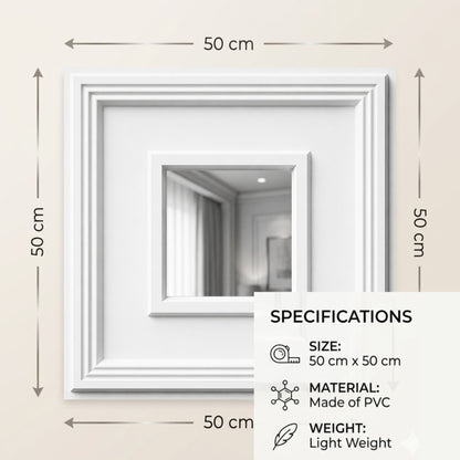 White Square Design With Silver Mirror-1