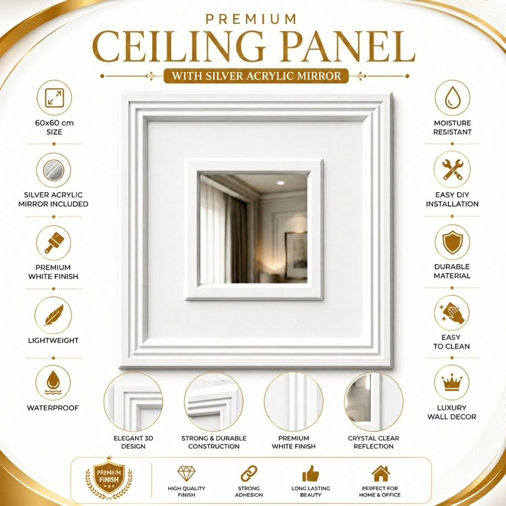 White Square Design With Silver Mirror-2