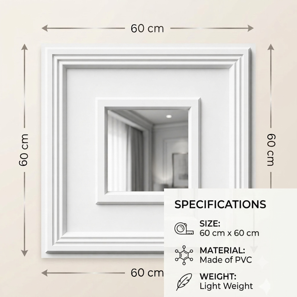 White Square Design With Silver Mirror-3