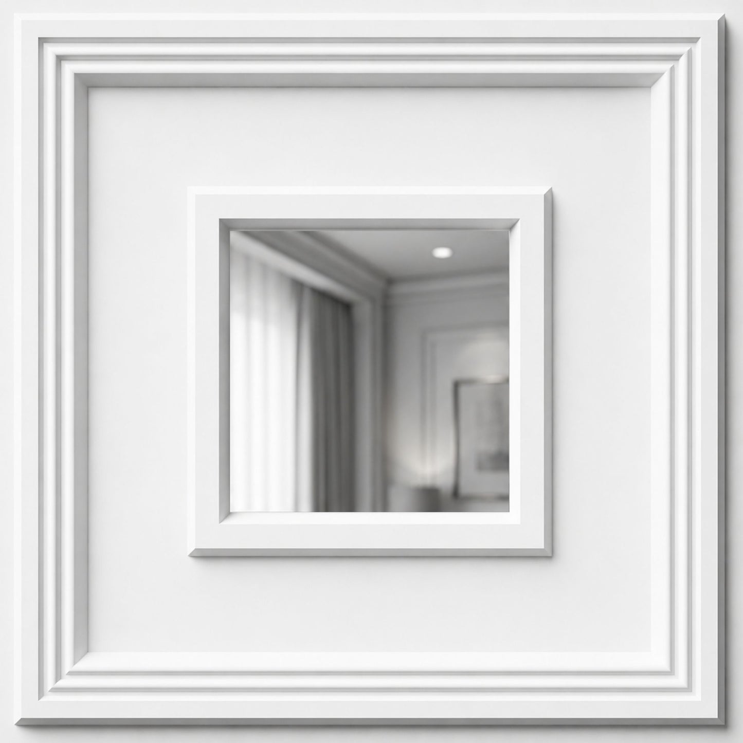 White Square Design With Silver Mirror