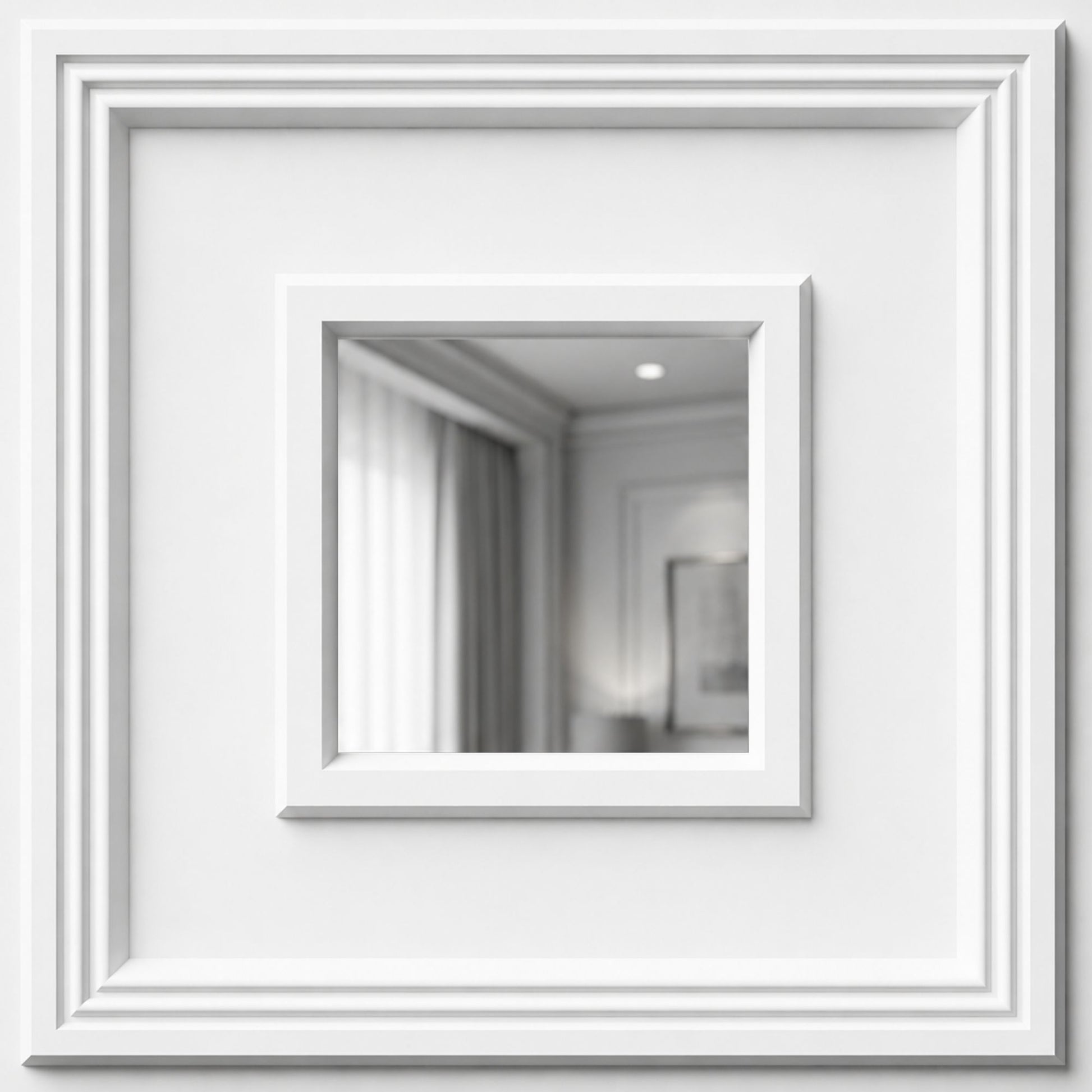 White Square Design With Silver Mirror