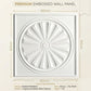 White Sunburst Design 3D PVC Ceiling Panel Measurement View