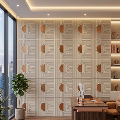White Tail - Copper Self Adhesive PVC wall Panels Fluted Circle Design
