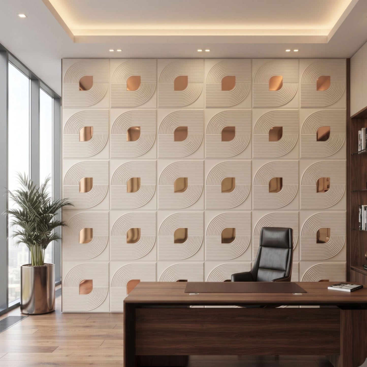 White Tail - Copper Self Adhesive PVC wall Panels Curve Line Design
