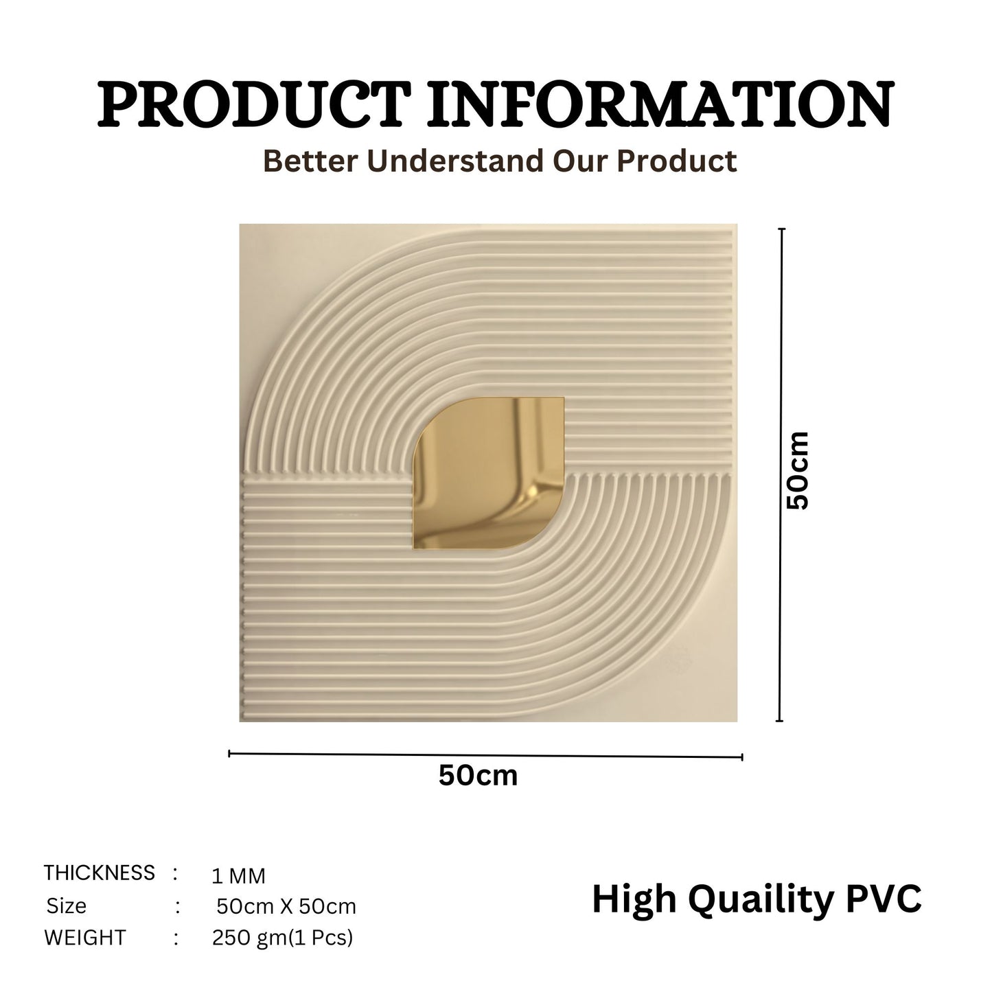 White Tail - Copper Self Adhesive PVC wall Panels Curve Line Design
