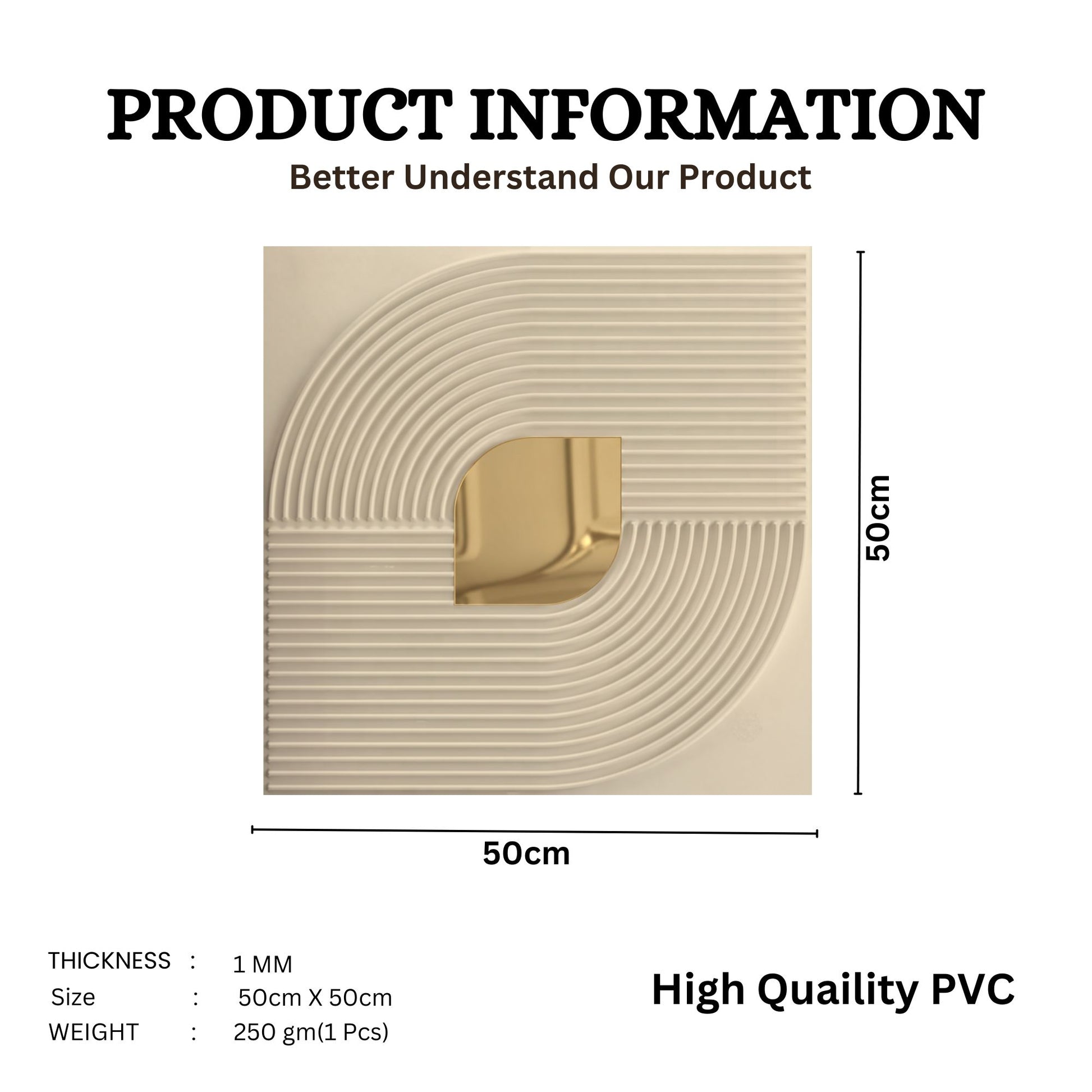 White Tail - Copper Self Adhesive PVC wall Panels Curve Line Design
