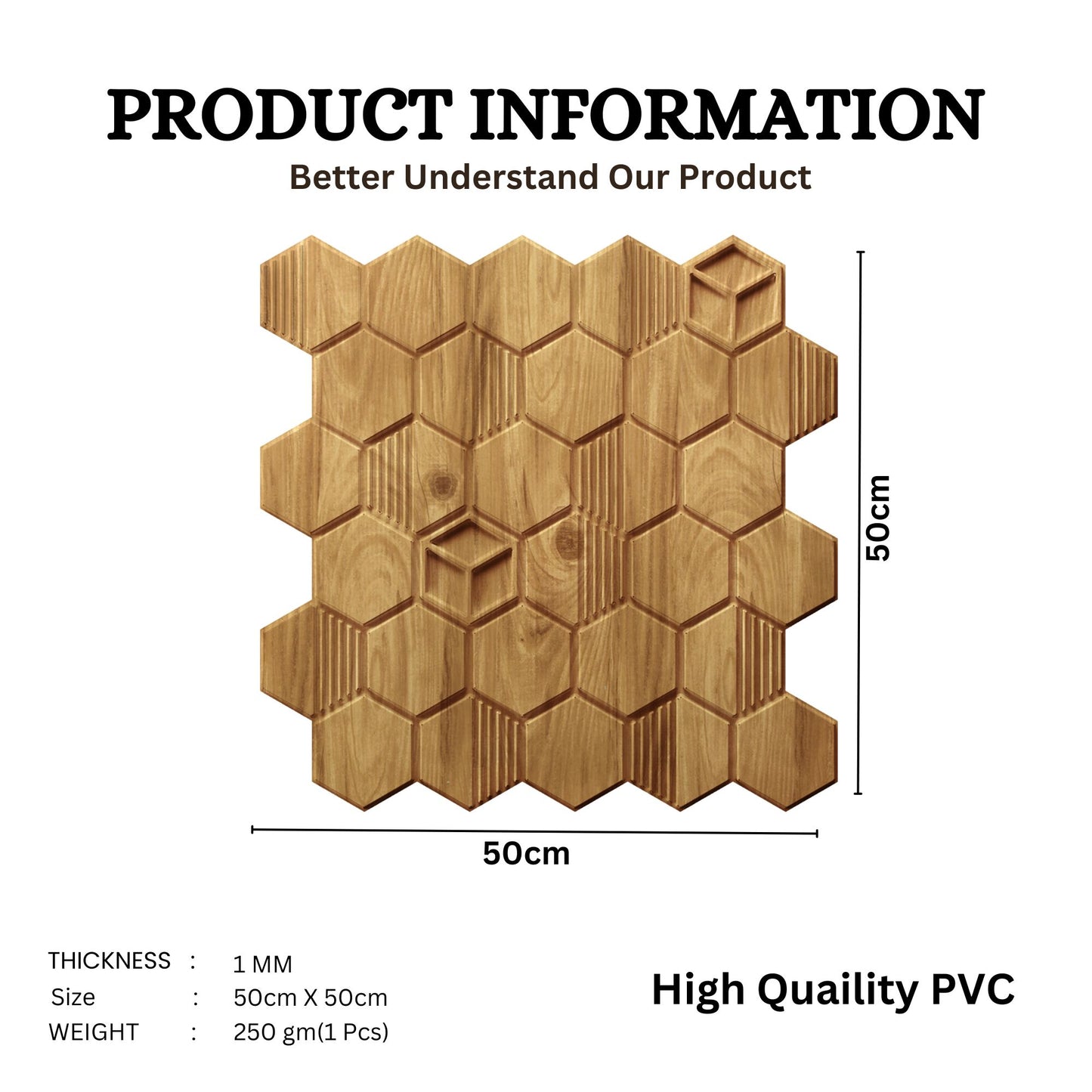 Beech Wood Self Adhesive Panels Hexagon Design
