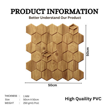 Beech Wood Self Adhesive Panels Hexagon Design
