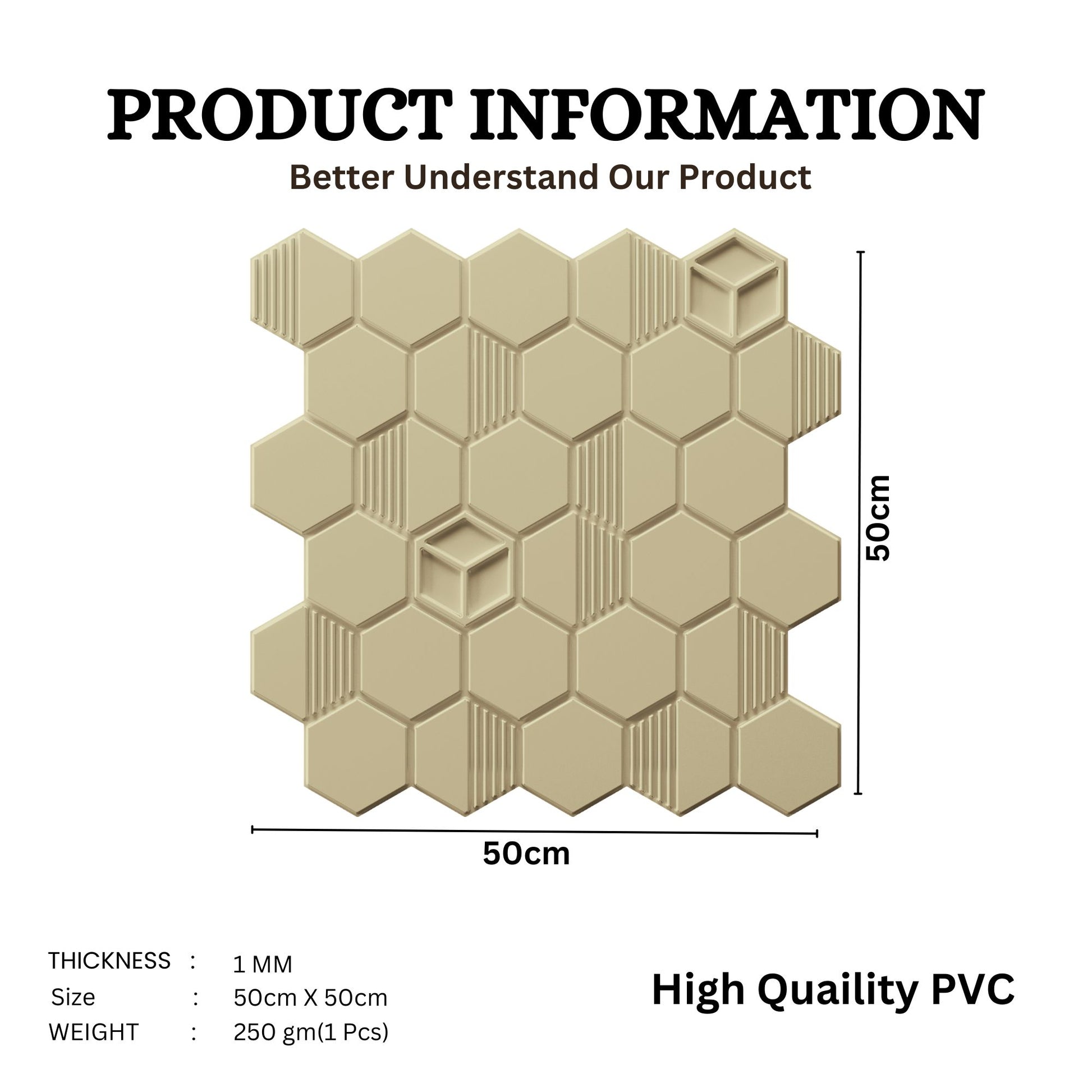 White Tail Self Adhesive Panels Hexagon Design
