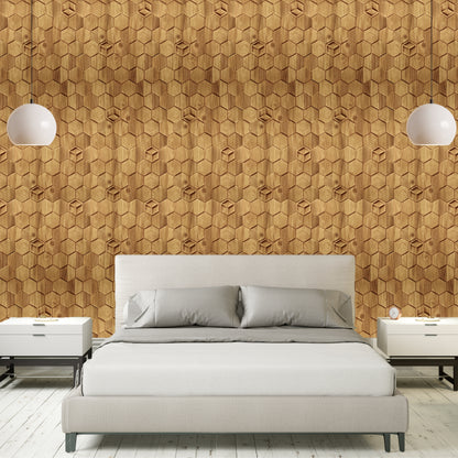 Beech Wood Self Adhesive Panels Hexagon Design
