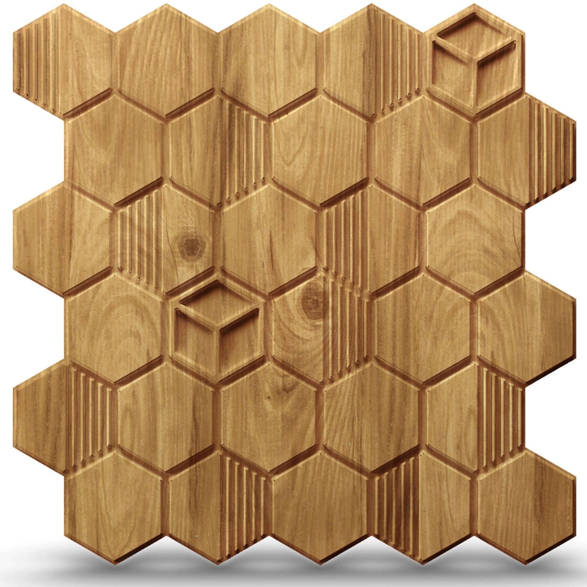 Beech Wood Self Adhesive Panels Hexagon Design
