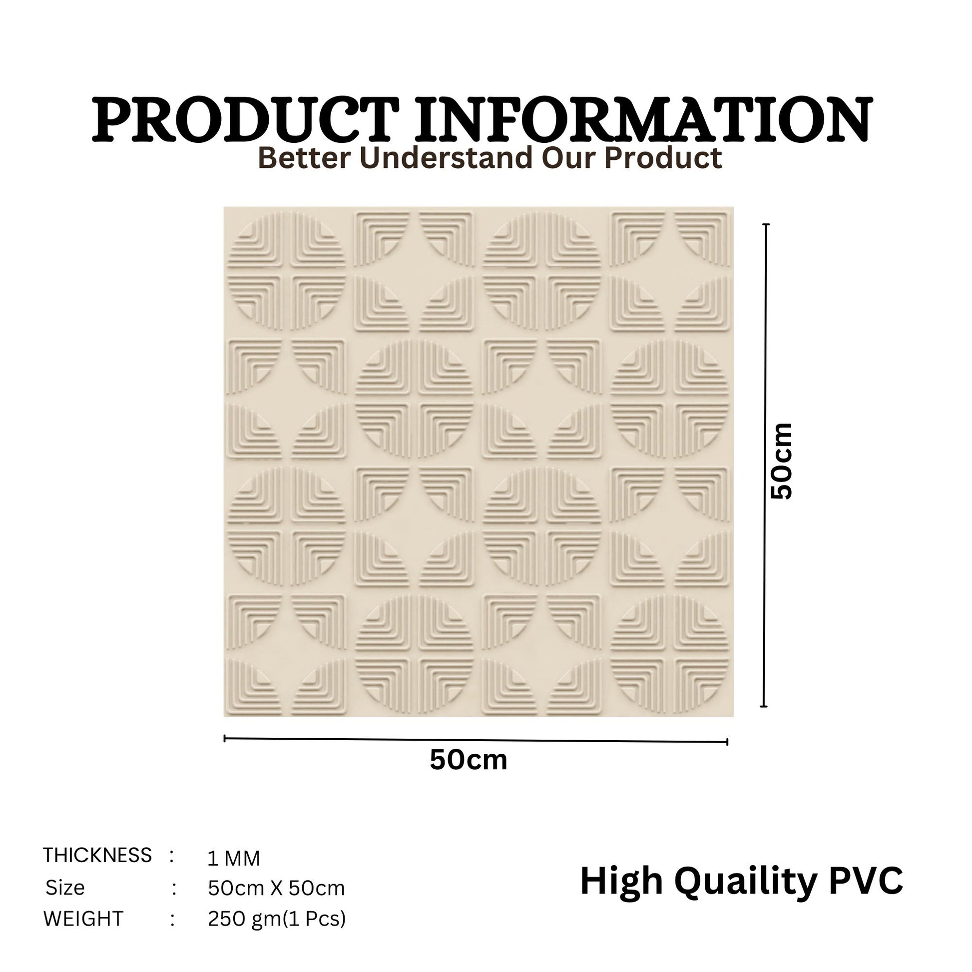 White tail Self Adhesive Panels Quarter Circle Design
