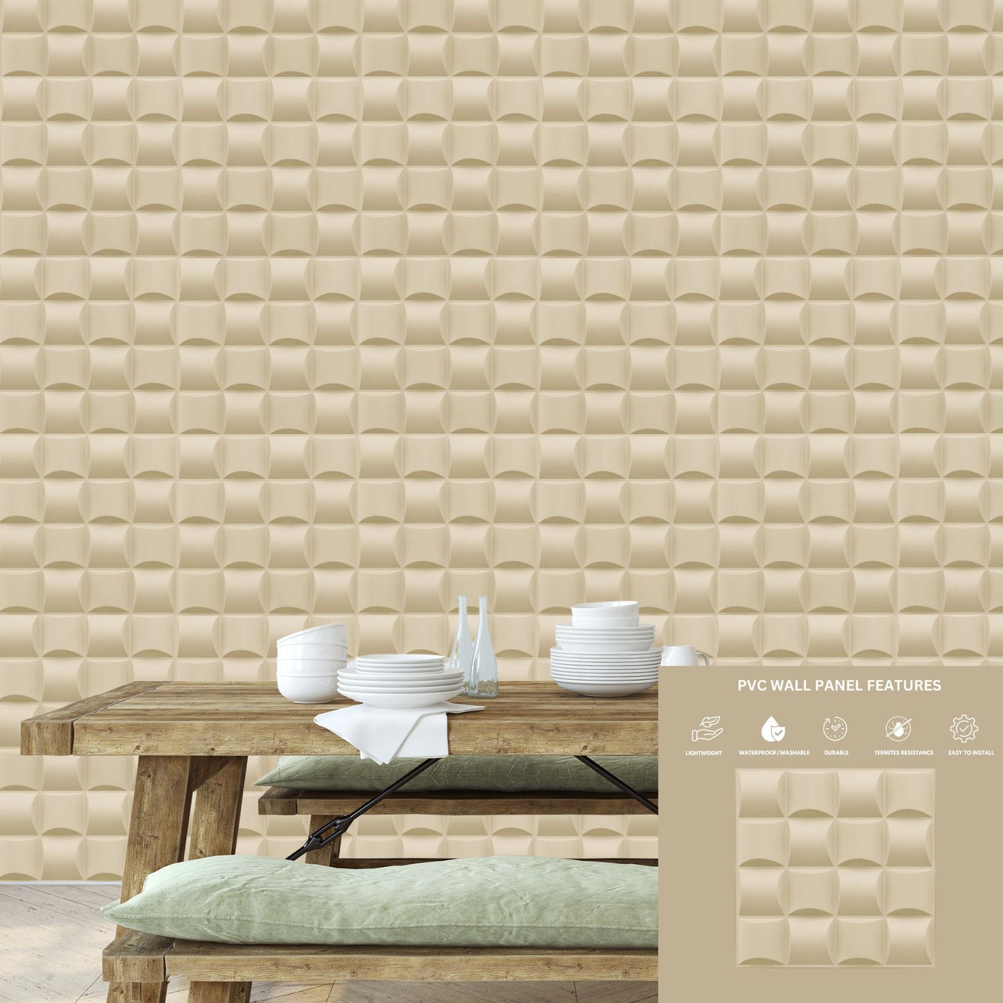 White Tail Block Design 3D Wall Panel View-3
