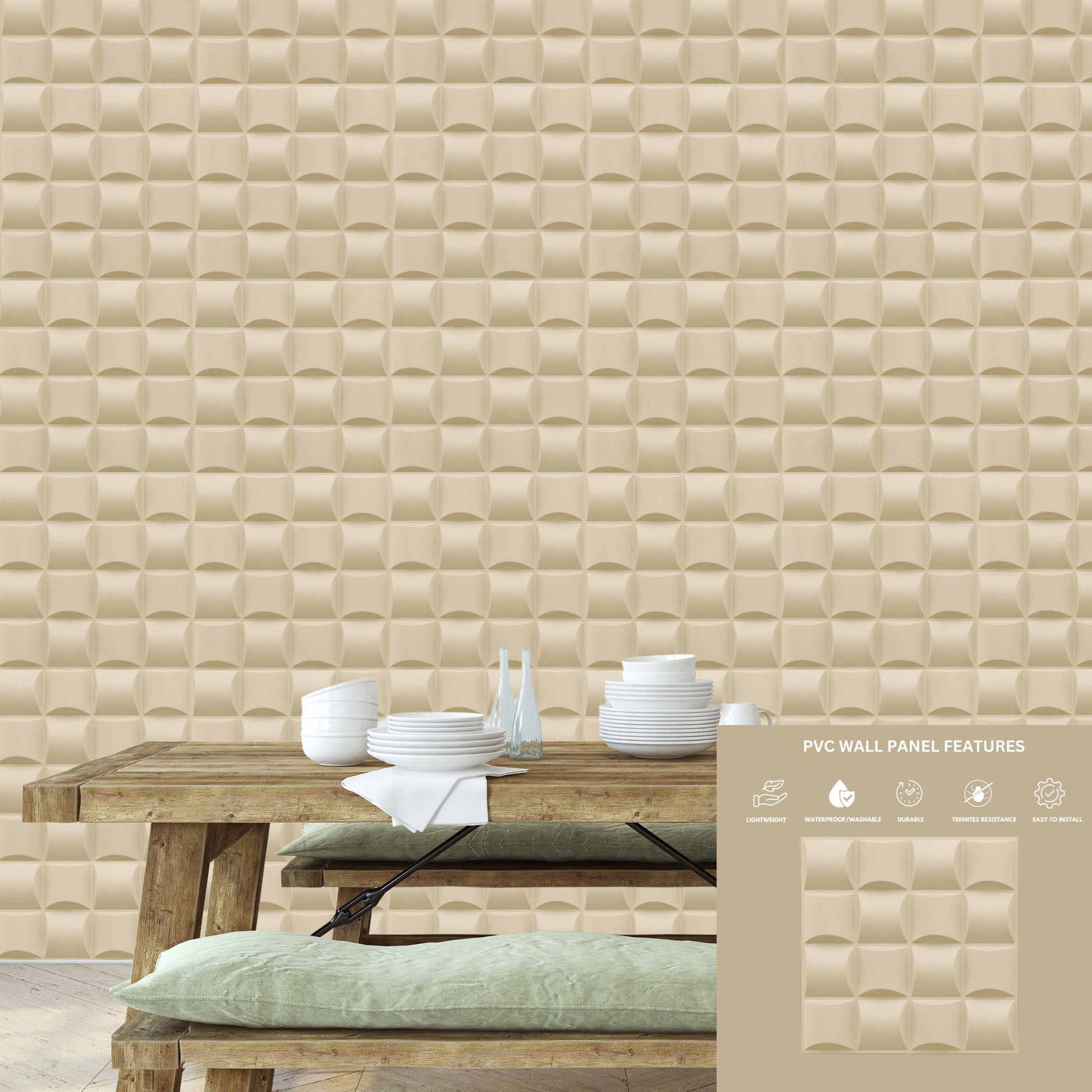 White Tail Block Design 3D Wall Panel View-3