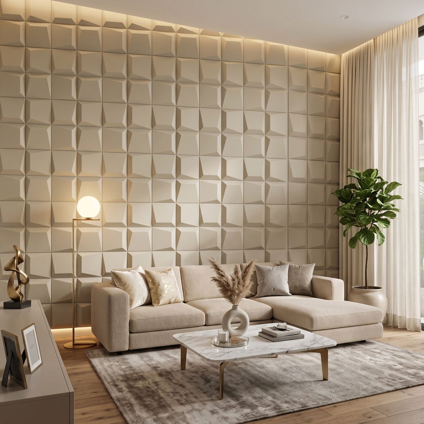 White Tail 3D Wall Panels Cube Design-1