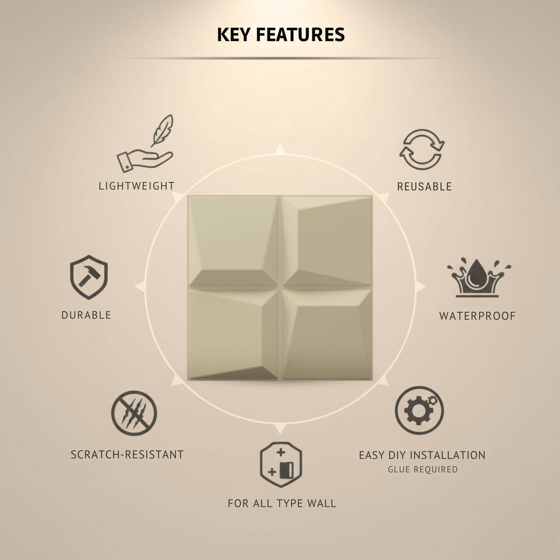 White Tail 3D Wall Panels Cube Design-3