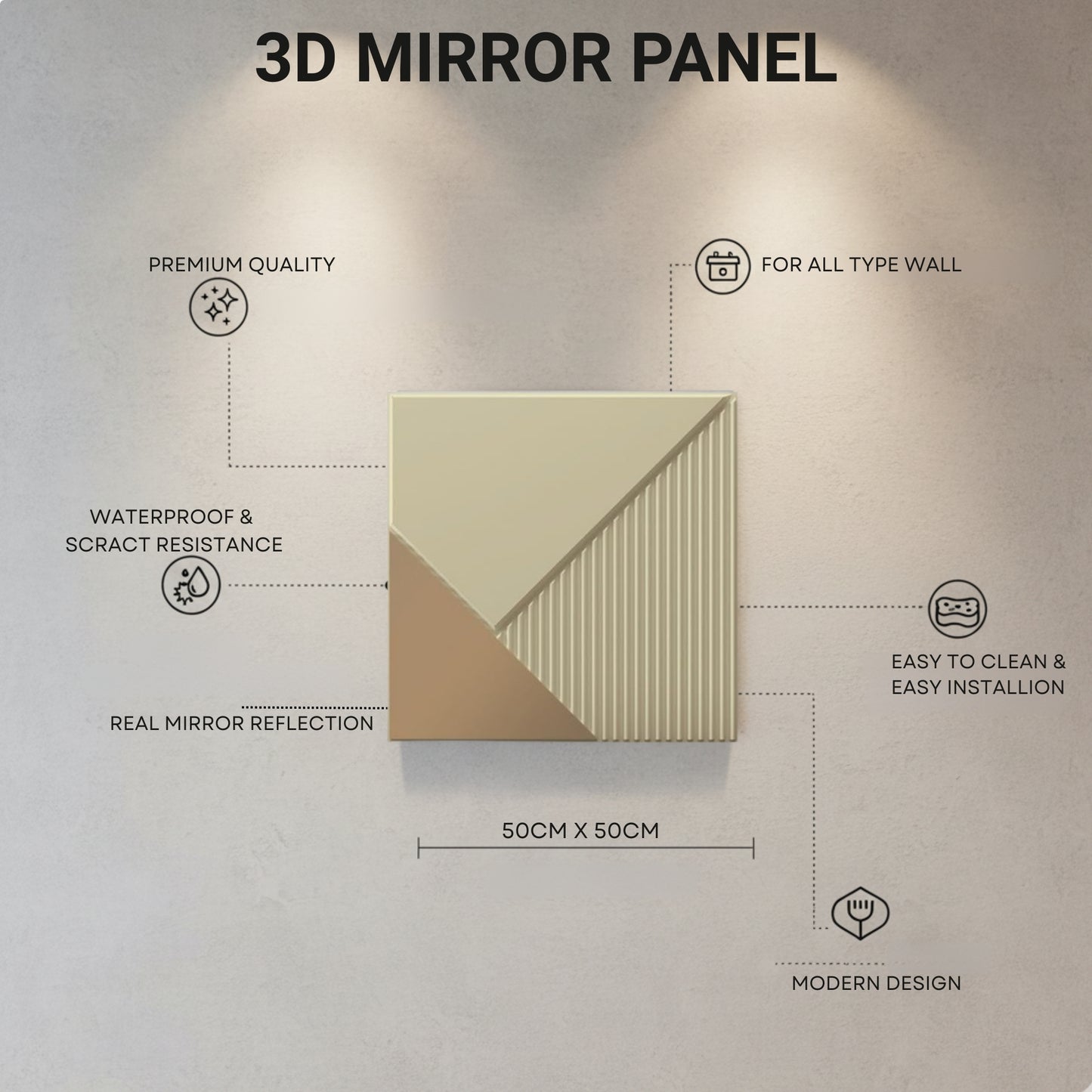 3D Wall Panels for Home Decor PVC Plaina Design 50X50 cm