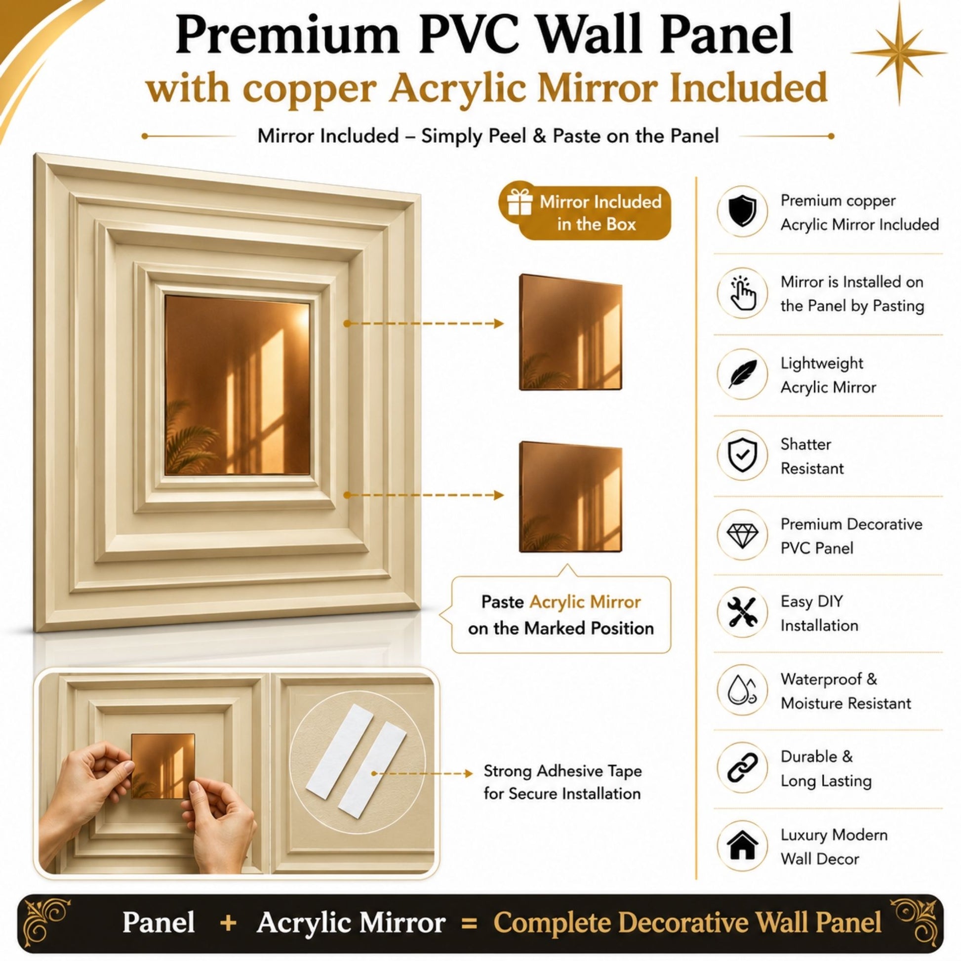 White Tail Copper Accent Design Acrylic 3D Wall Panel-6