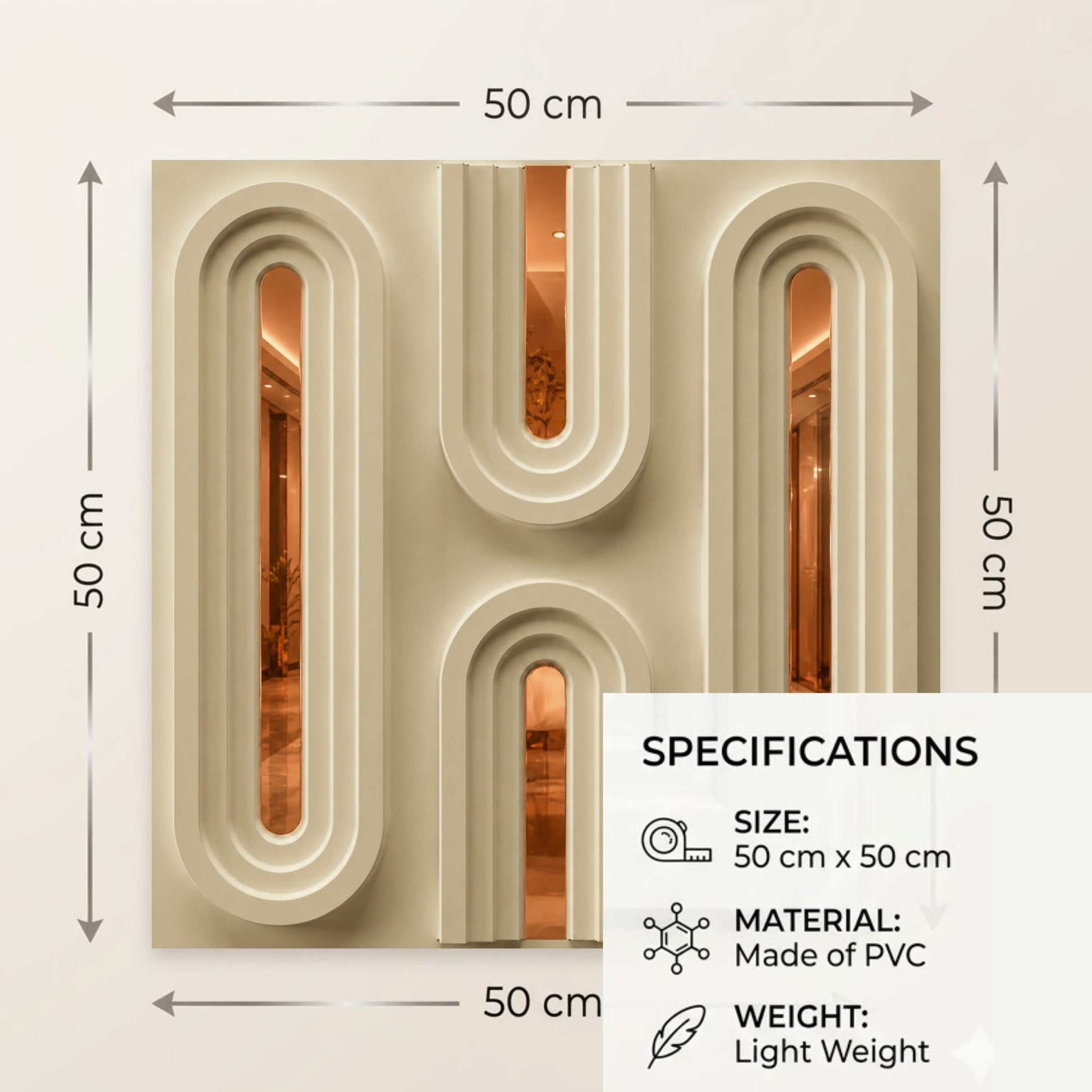 White Tail Copper Acrylic Loops Design 3D Wall Panel-4