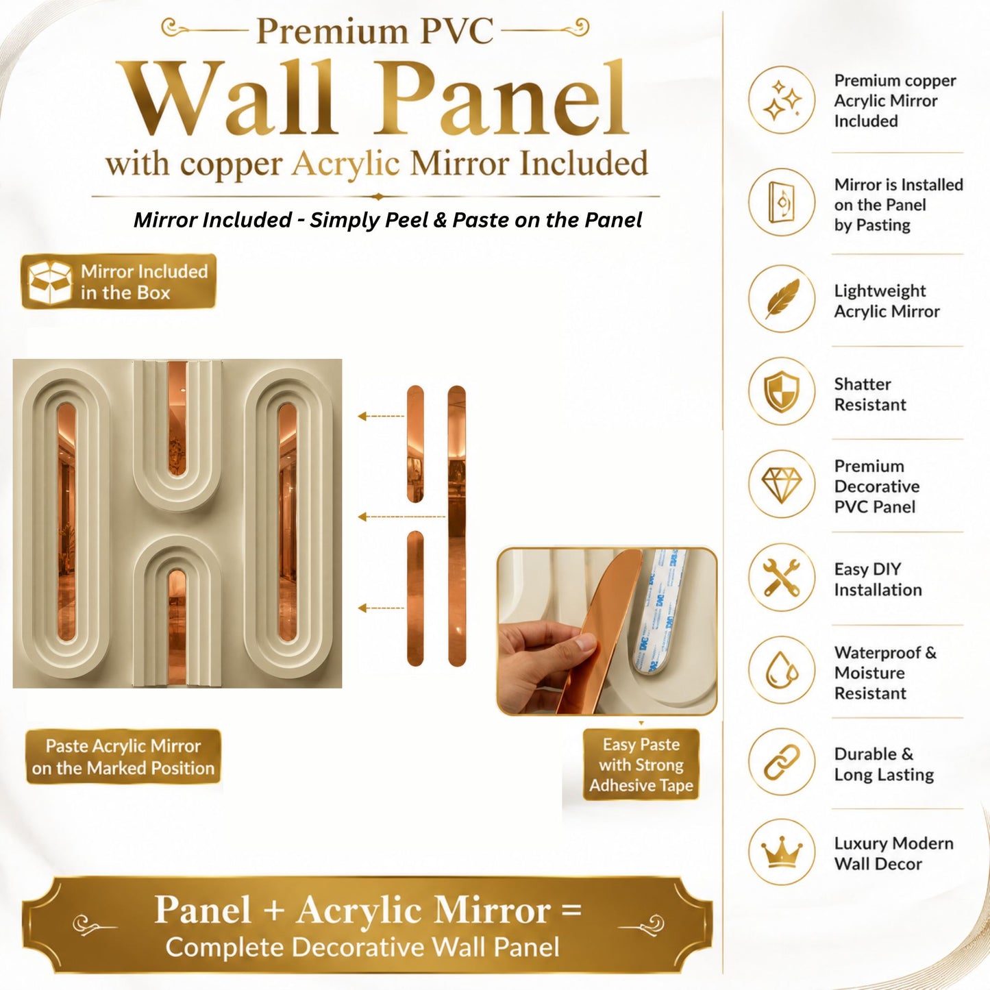 White Tail Copper Acrylic Loops Design 3D Wall Panel-6