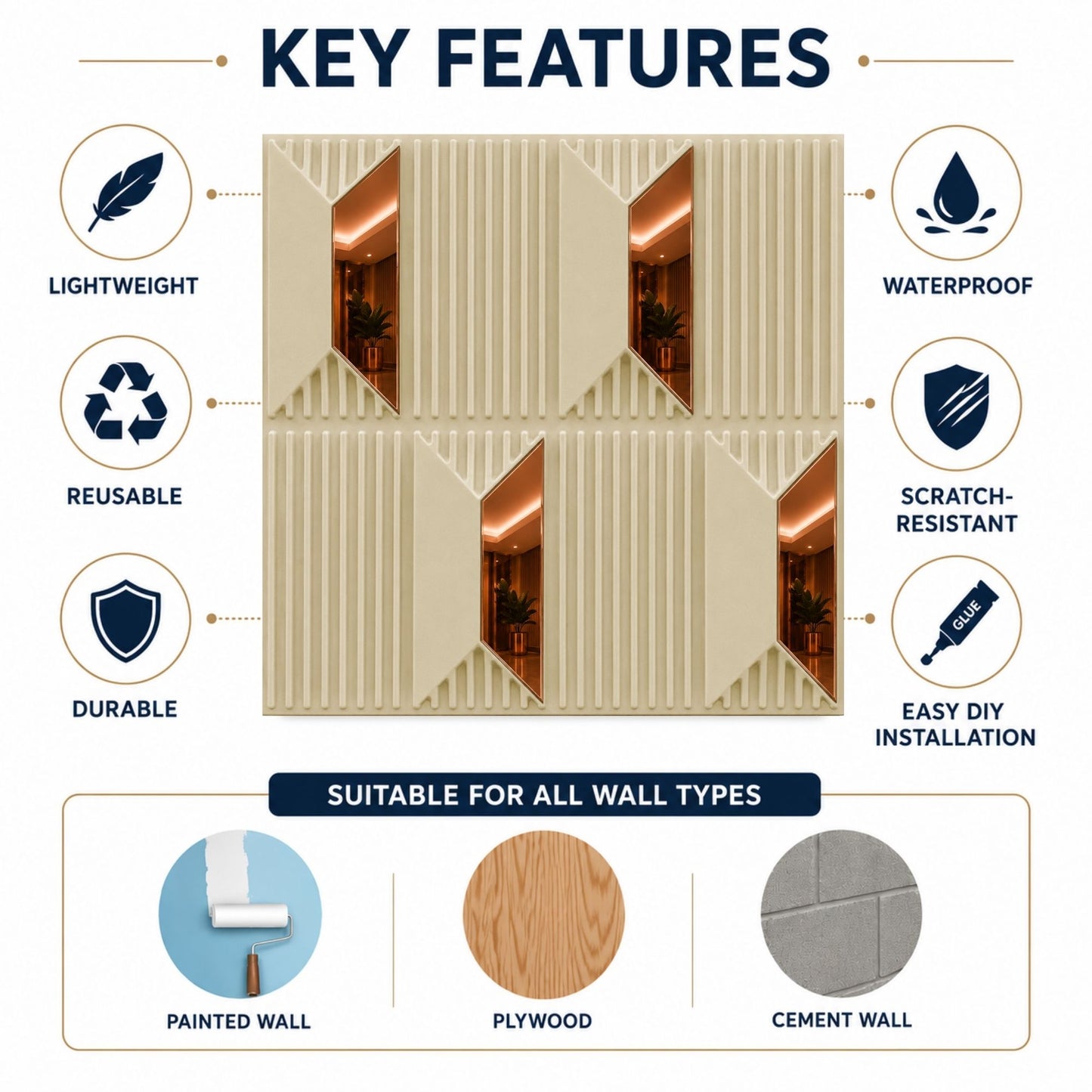White Tail Copper Artisan Design Acrylic 3D Wall Panel-4