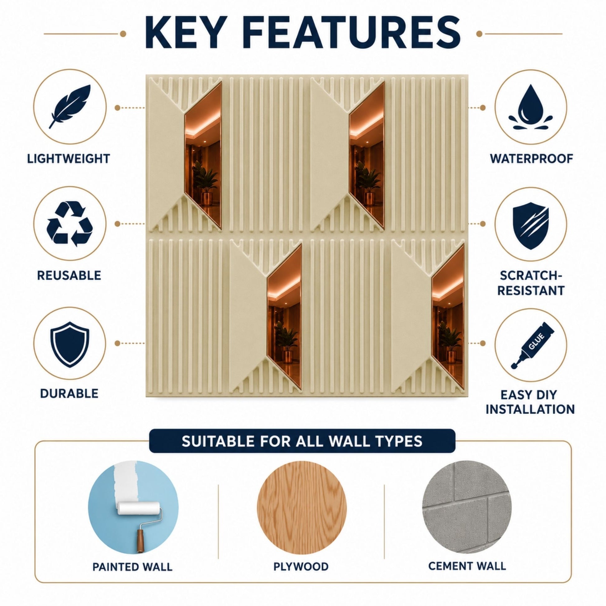 White Tail Copper Artisan Design Acrylic 3D Wall Panel-4