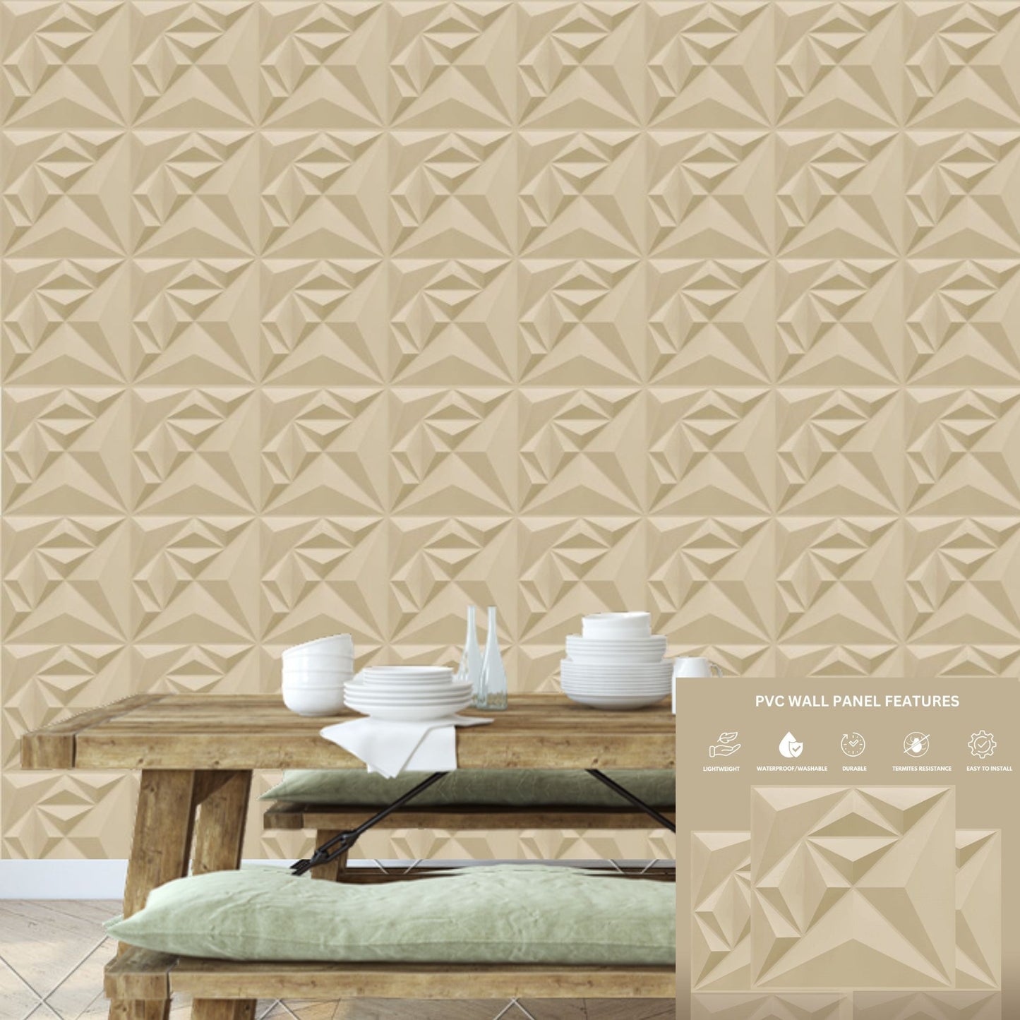 White Tail Diamond Design 3D Wall Panel-2