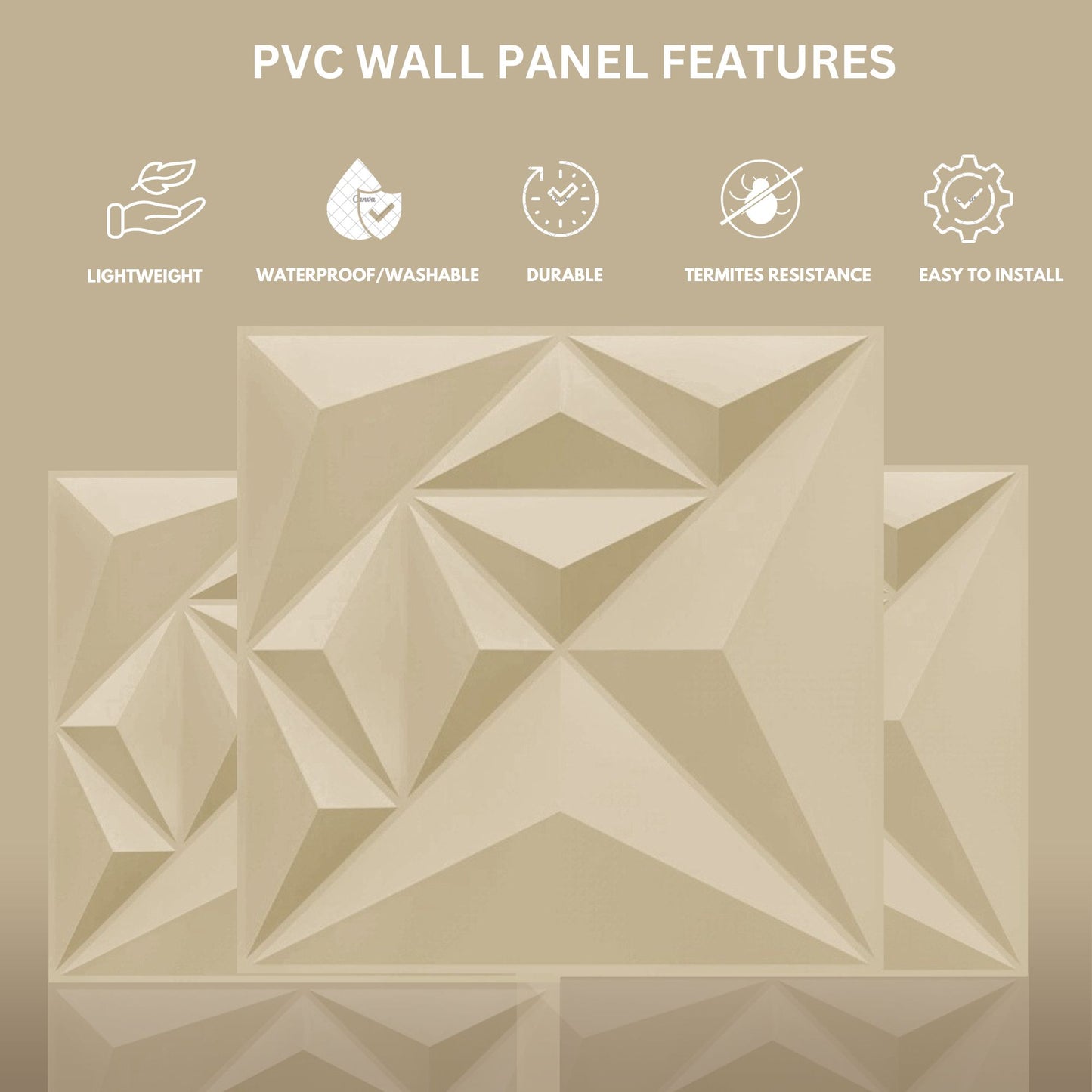 White Tail Diamond Design 3D Wall Panel-4