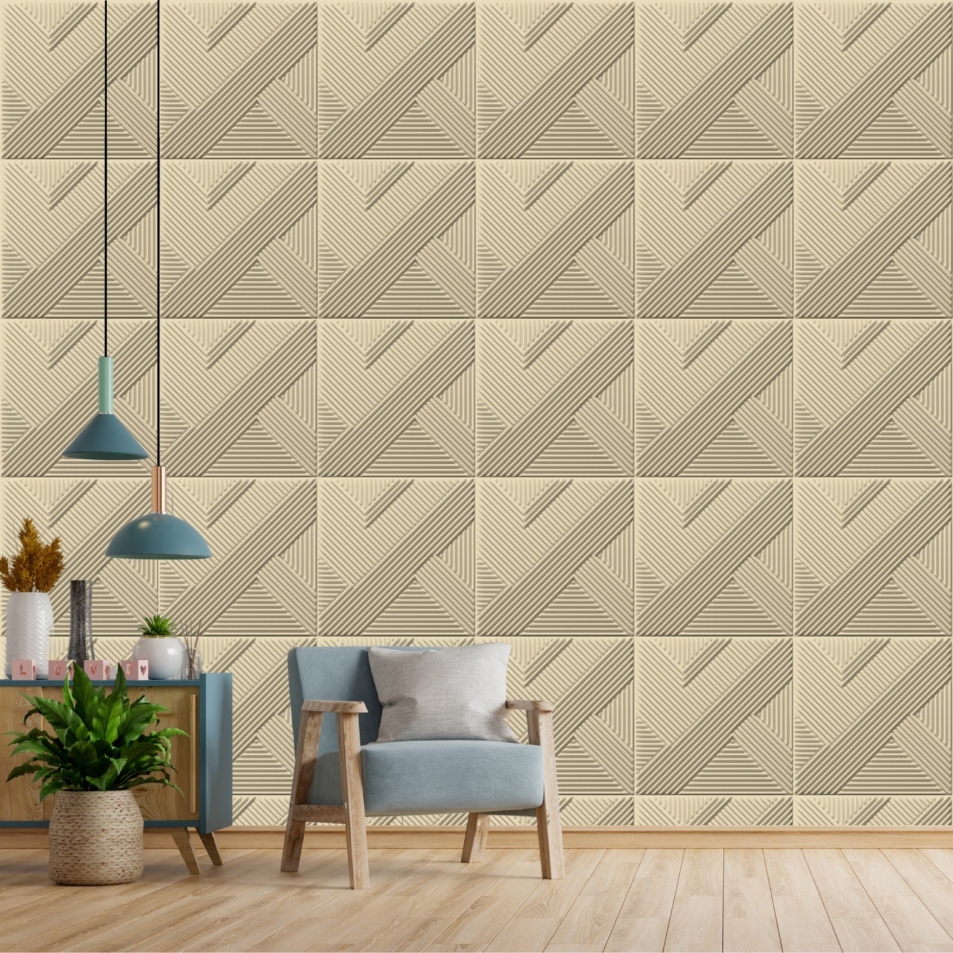 White Tail Self Adhesive Panels Line Abstract Design