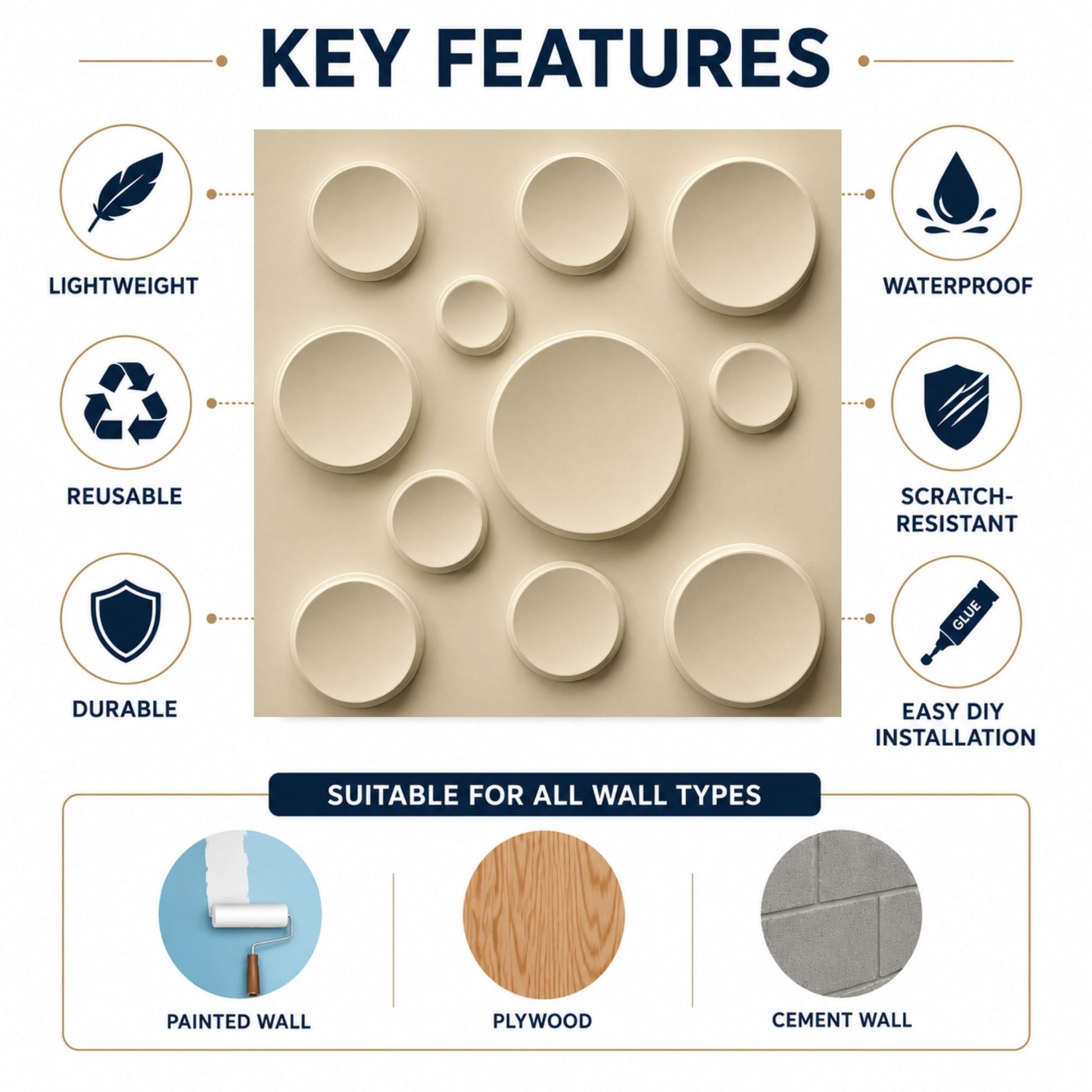 White Tail Moon Design 3D Wall Panel-2