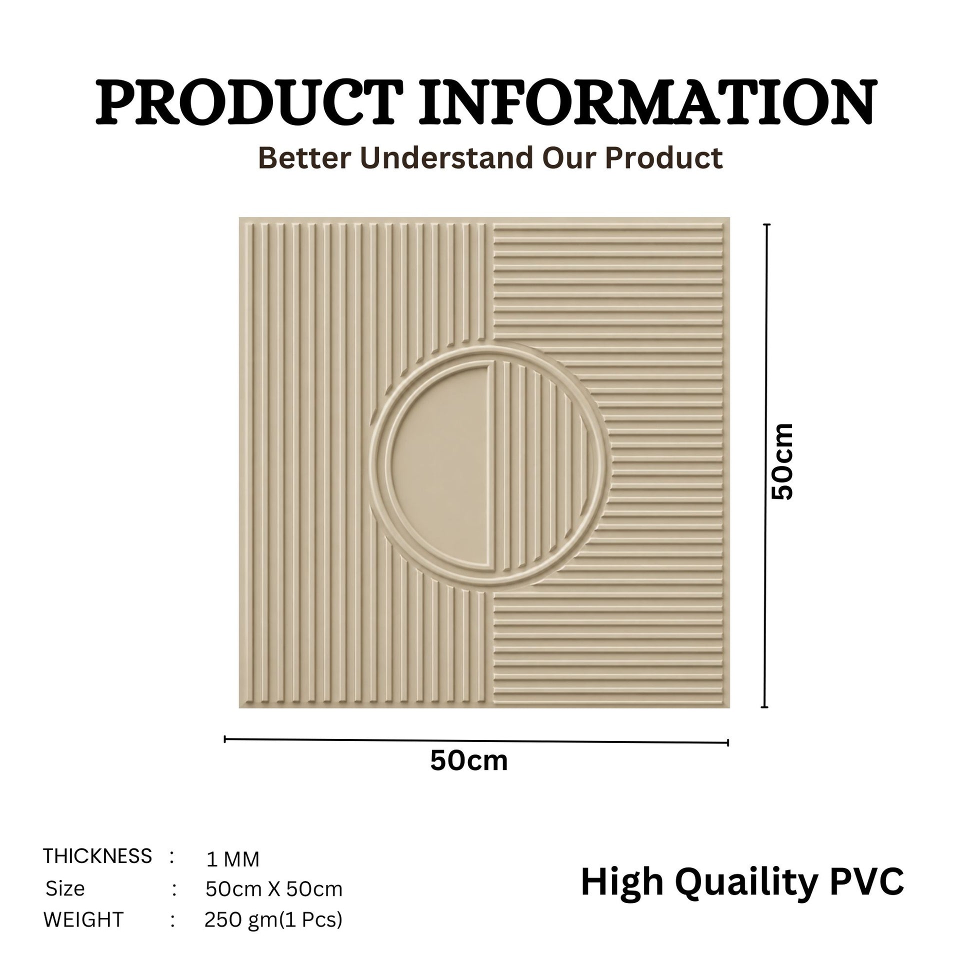 White Tail Self Adhesive PVC wall Panels Fluted Circle Design
