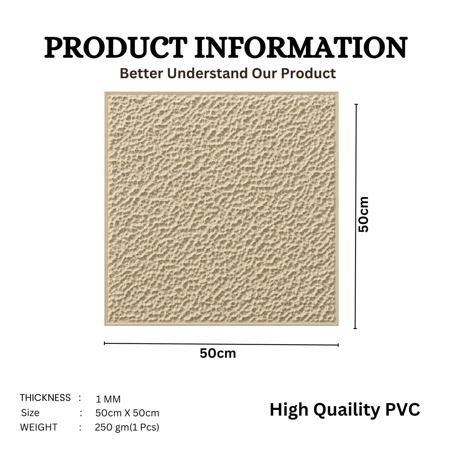White Tail Self Adhesive PVC wall Panels Textured Design
