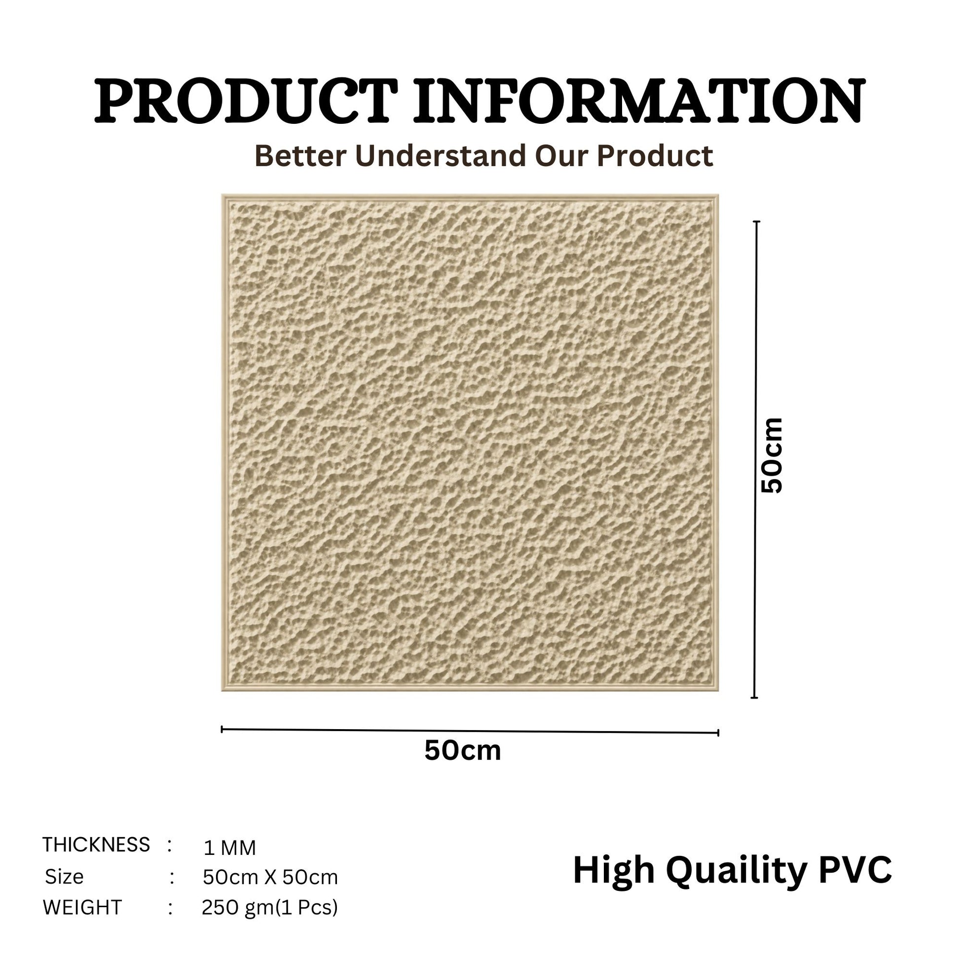 White Tail Self Adhesive PVC wall Panels Textured Design

