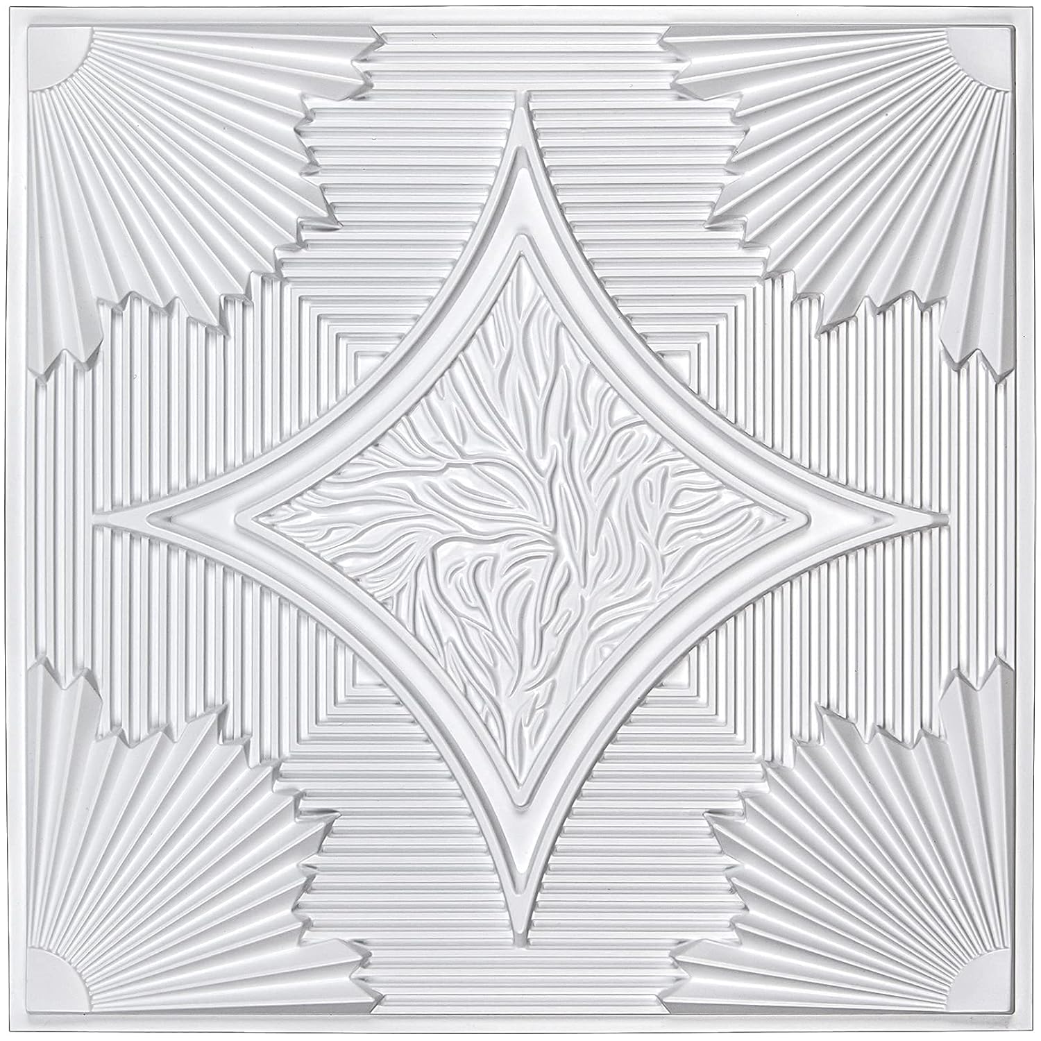 White Victorian Design 3D Ceiling Panel