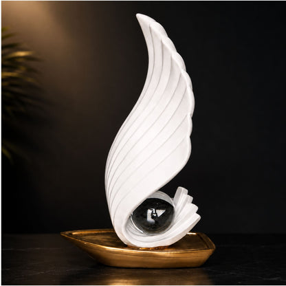 White Wing and Pearl Decorative Showpiece for Home Decor