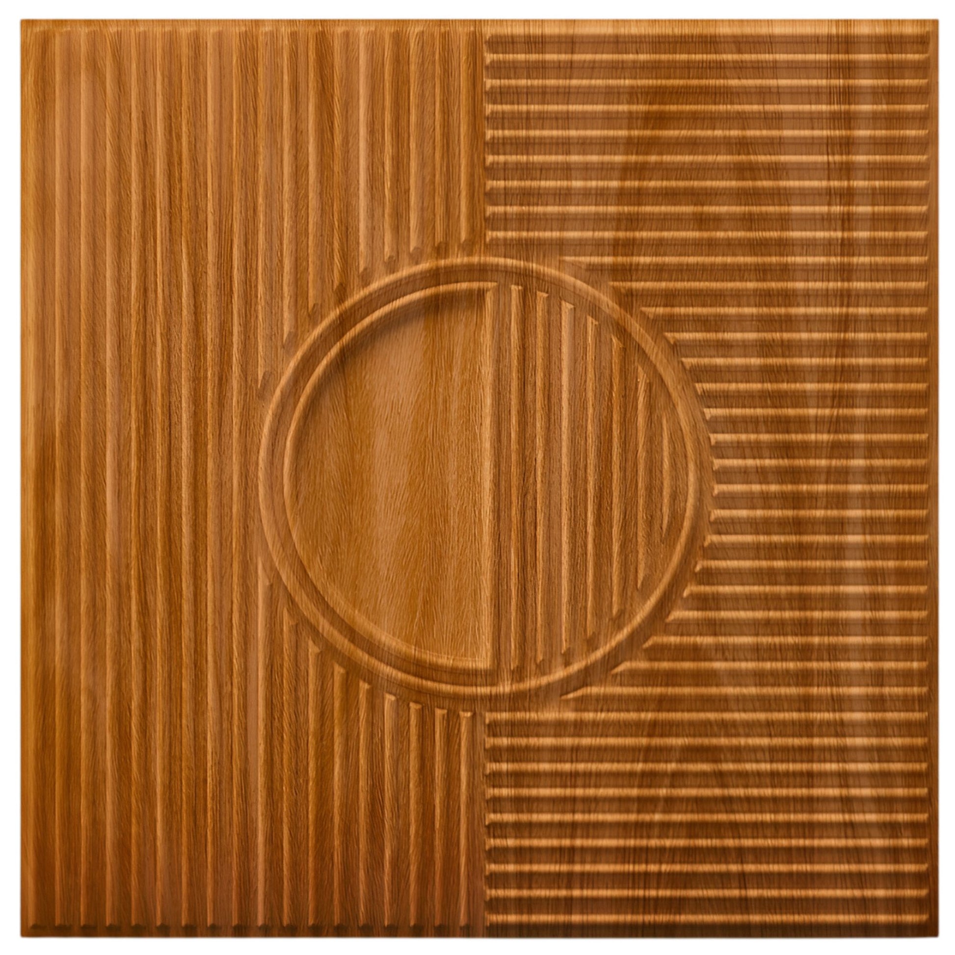 Wood Fluted Circle Design 3D Wall Panel