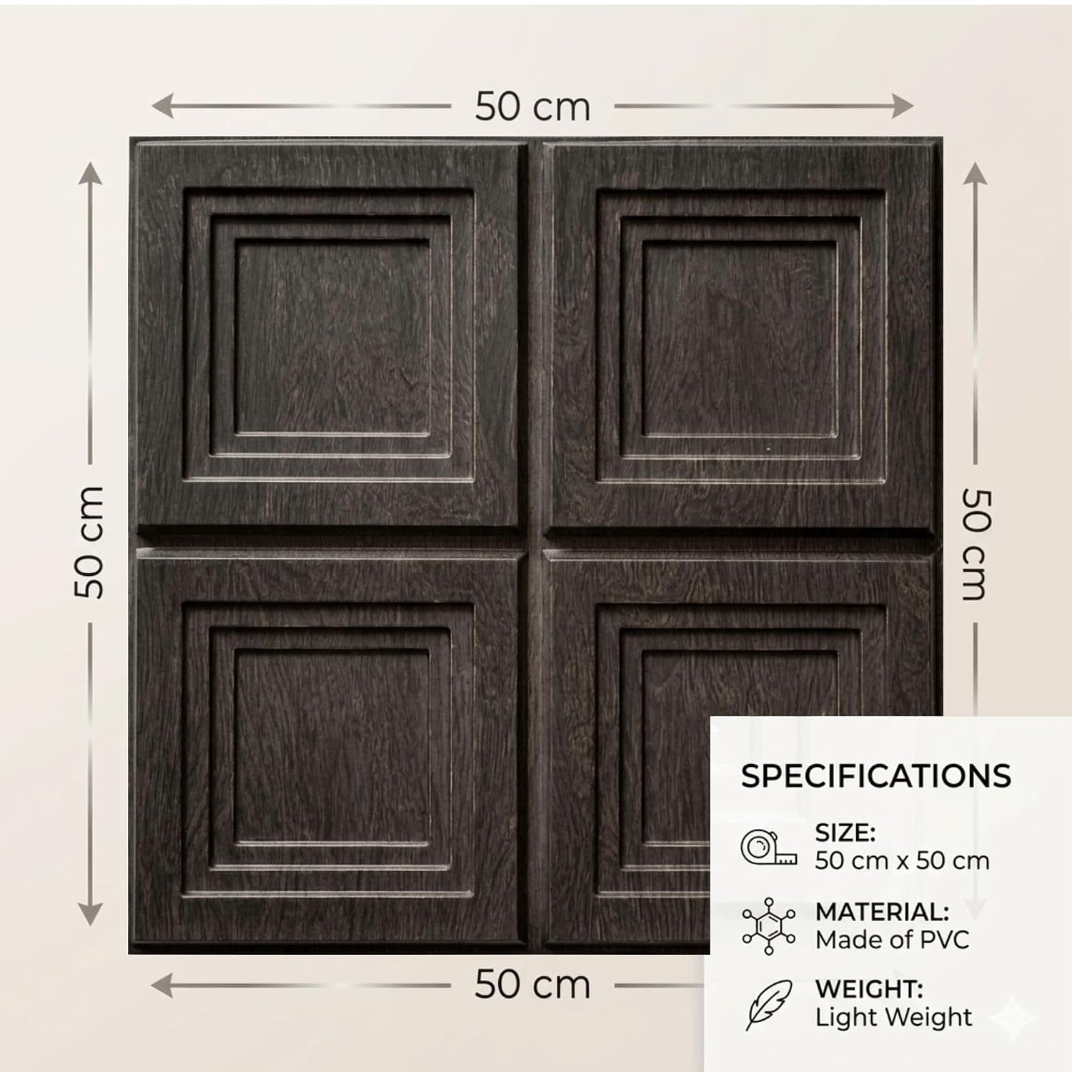 Wood Gray 3D Wall Panels Square Box Design
