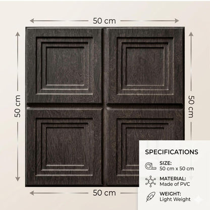 Wood Gray 3D Wall Panels Square Box Design
