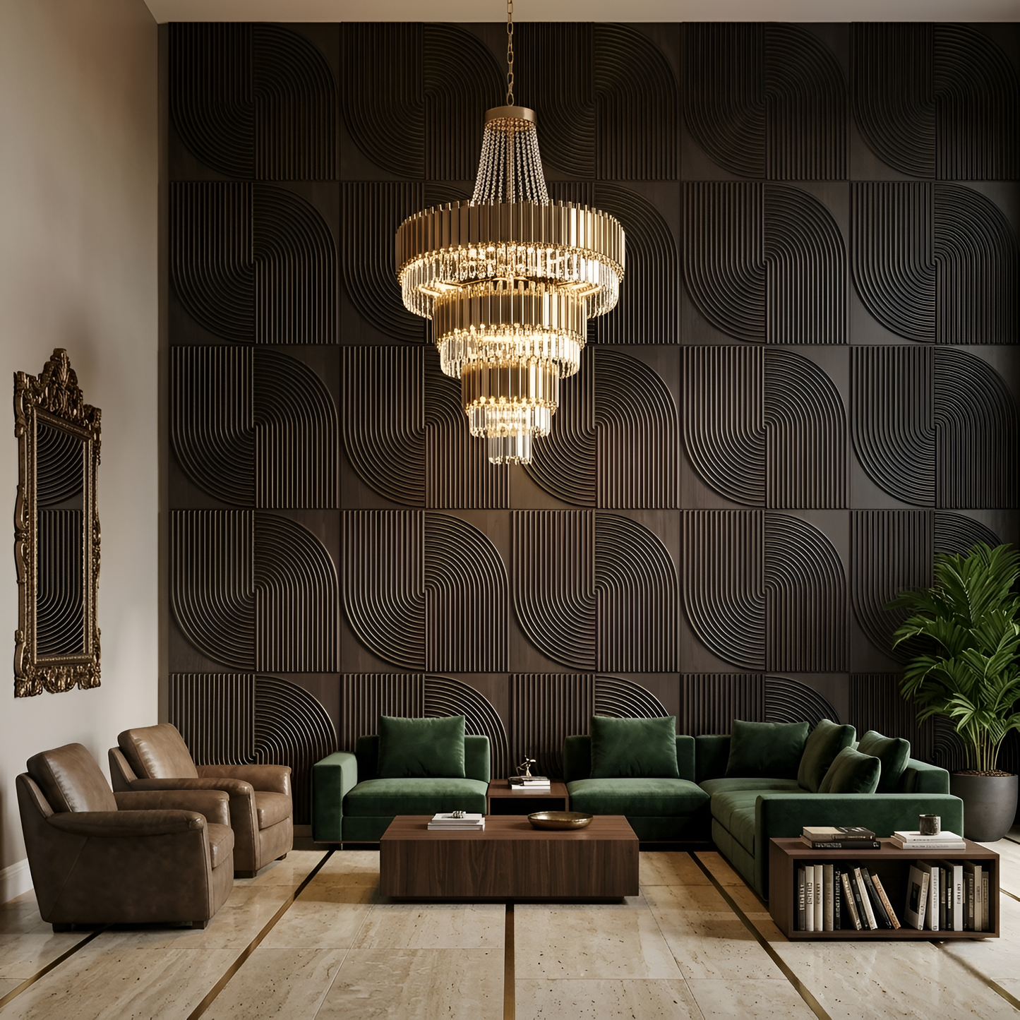 Wood Gray Self Adhesive 3D Panels Curve Design