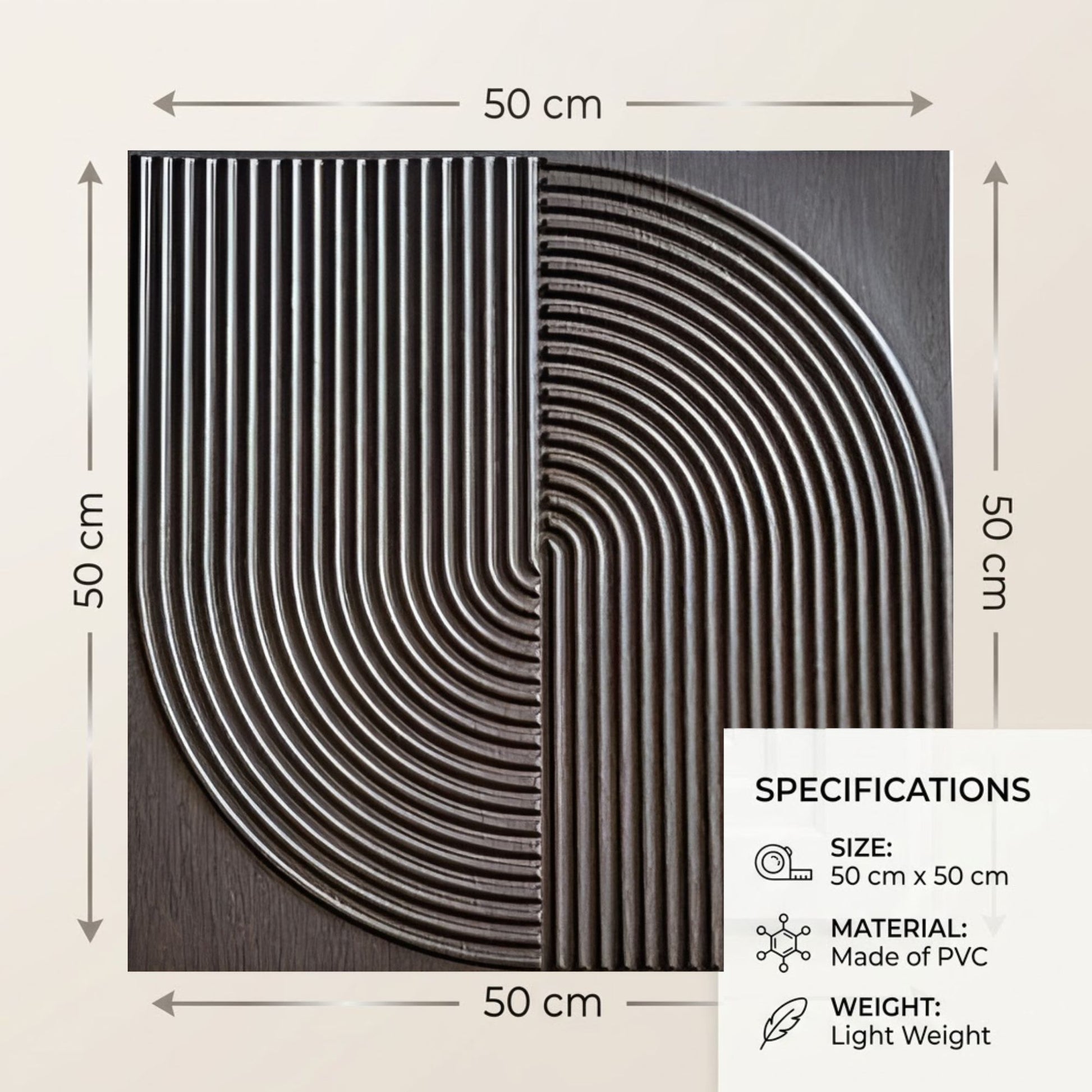 Wood Gray Self Adhesive 3D Panels Curve Design